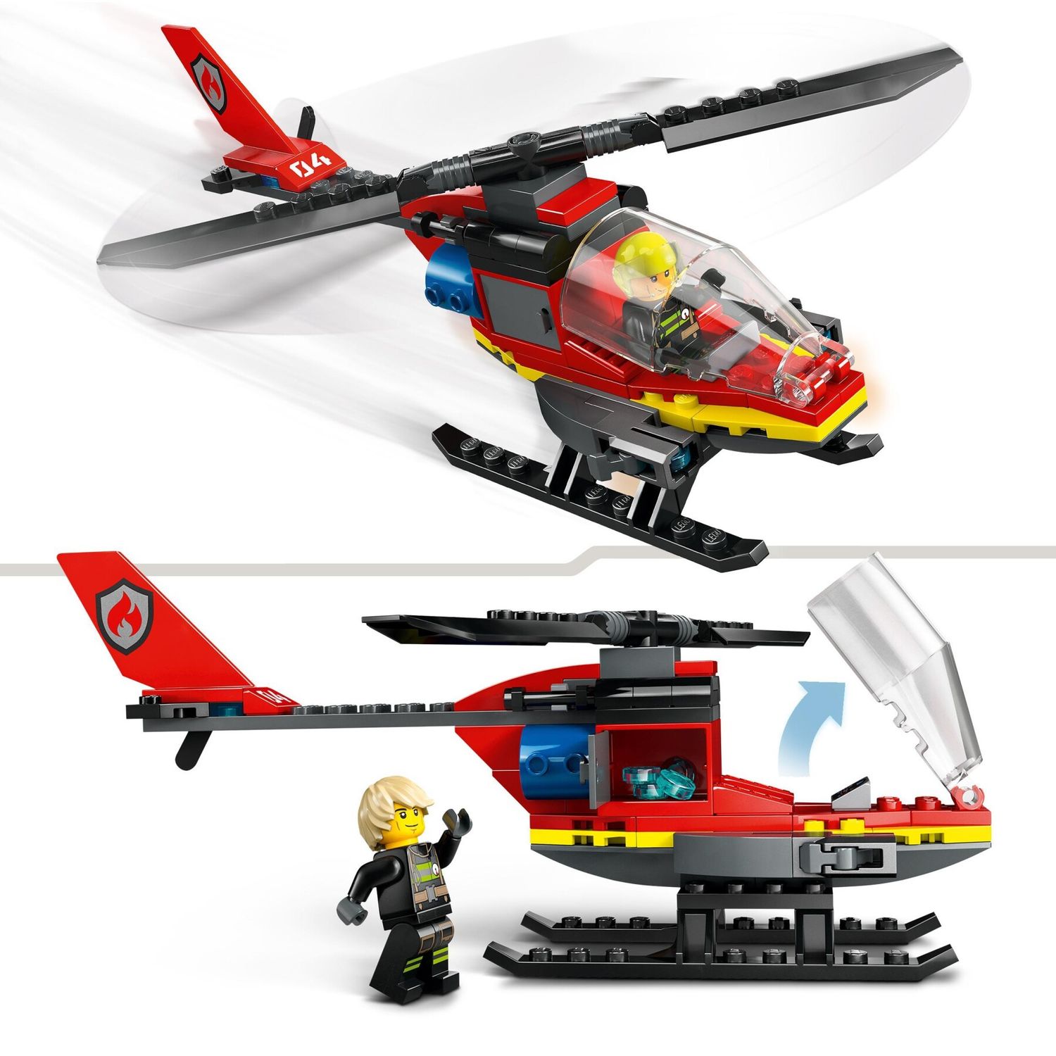 Lego city 60411 elicottero dei pompieri, veicolo giocattolo con 2 elementi lancia-acqua e minifigure, giochi per bambini 5+ - LEGO CITY, Lego