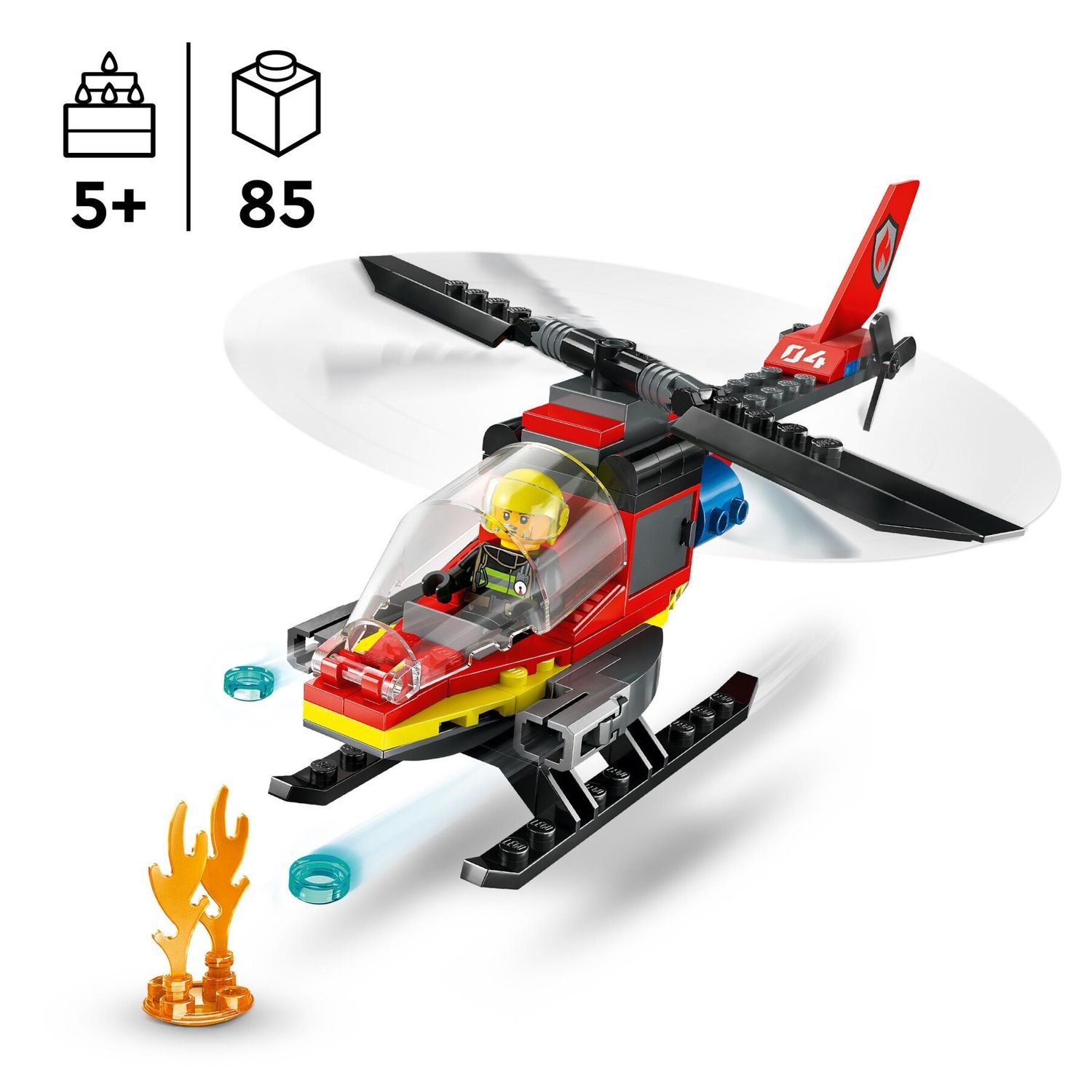 Lego city 60411 elicottero dei pompieri, veicolo giocattolo con 2 elementi lancia-acqua e minifigure, giochi per bambini 5+ - LEGO CITY, Lego