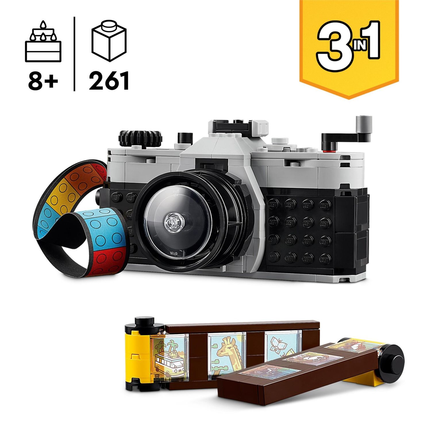 Lego creator 31147 3in1 fotocamera retro, giochi per bambini 8+ anni, macchina fotografica trasformabile in videcamera o tv - LEGO CREATOR, Lego