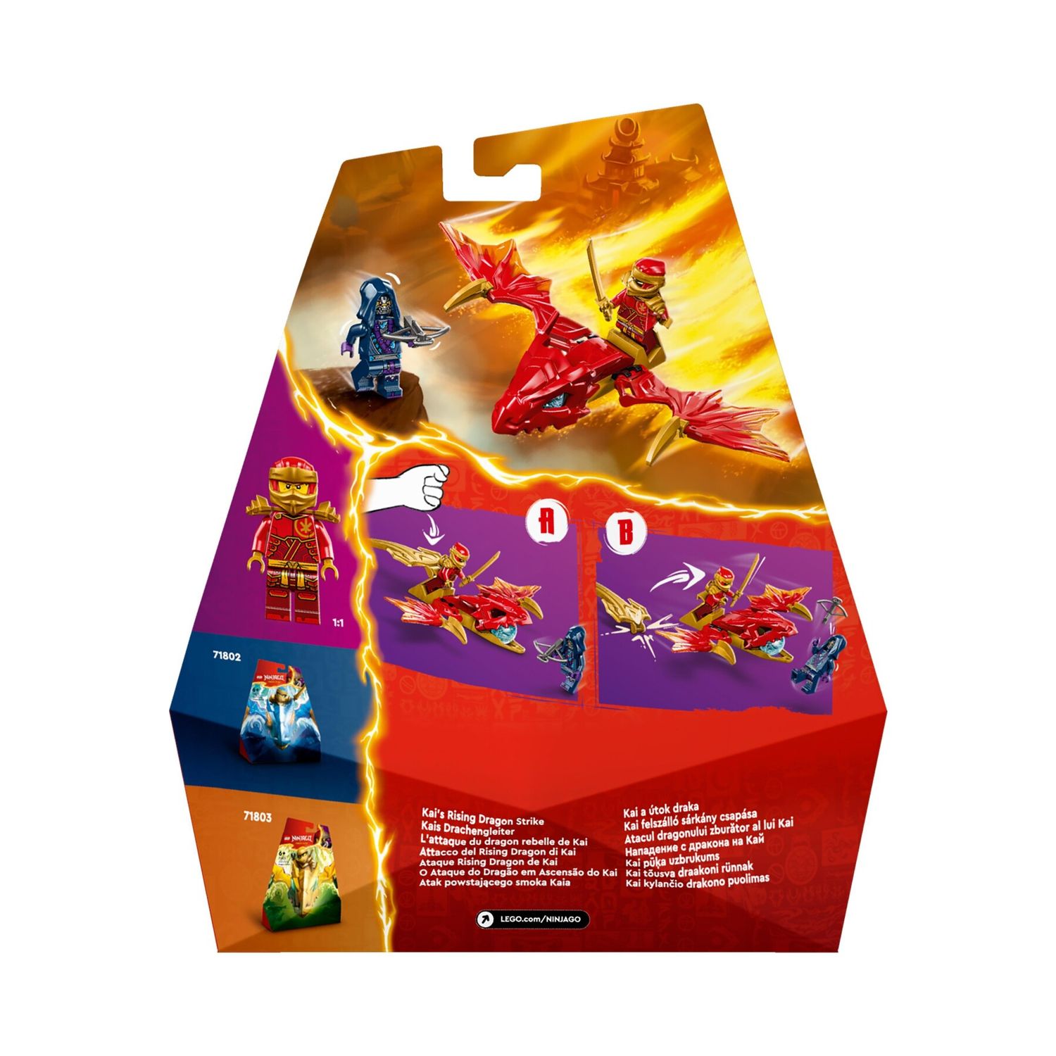 Lego ninjago 71801 attacco del rising dragon di kai, giochi per bambini 6+ con action figure di drago giocattolo e minifigure - LEGO NINJAGO, Lego