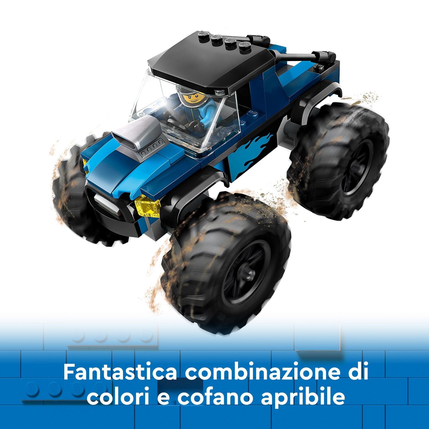 Lego city 60402 monster truck blu, veicolo giocattolo fuoristrada, giochi per bambini di 5+ anni con minifigure del pilota - LEGO CITY, Lego