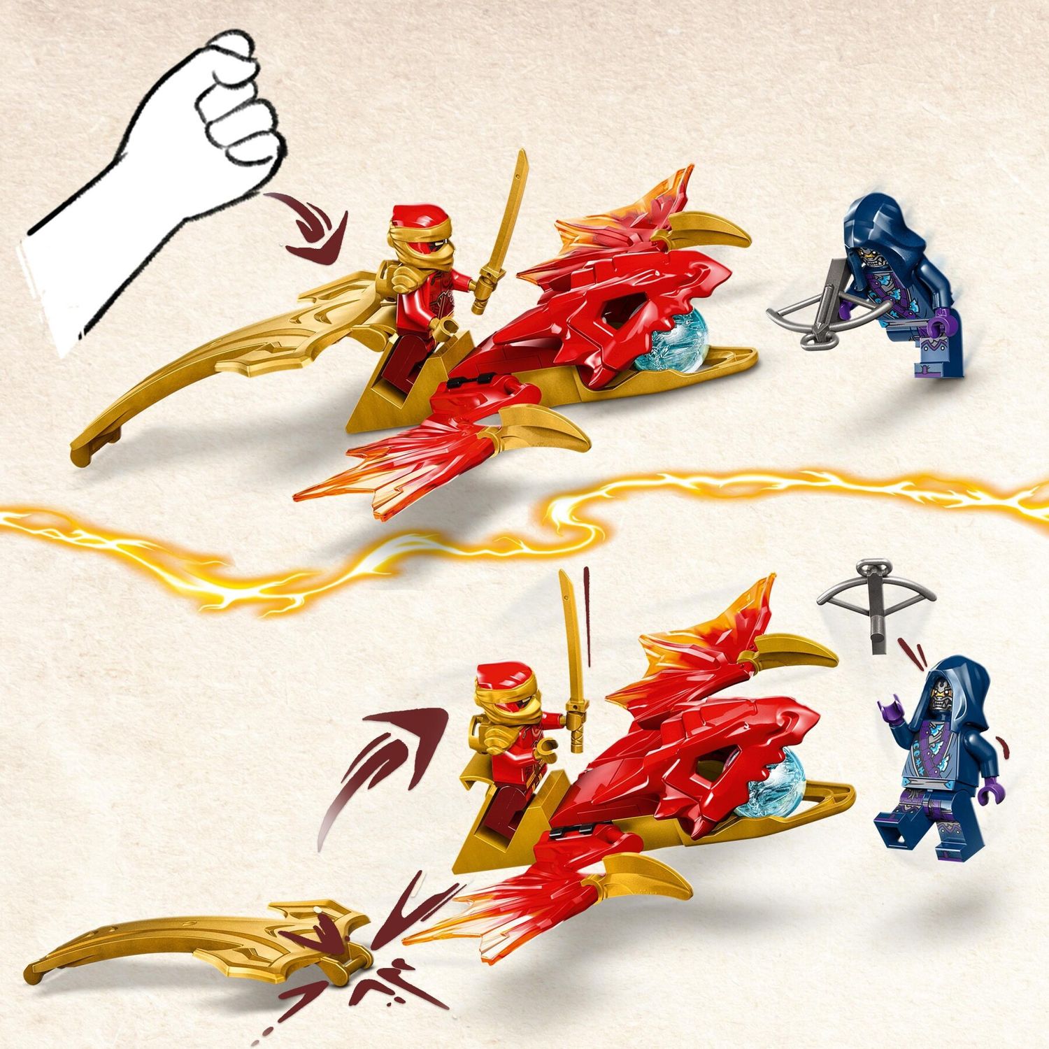 Lego ninjago 71801 attacco del rising dragon di kai, giochi per bambini 6+ con action figure di drago giocattolo e minifigure - LEGO NINJAGO, Lego