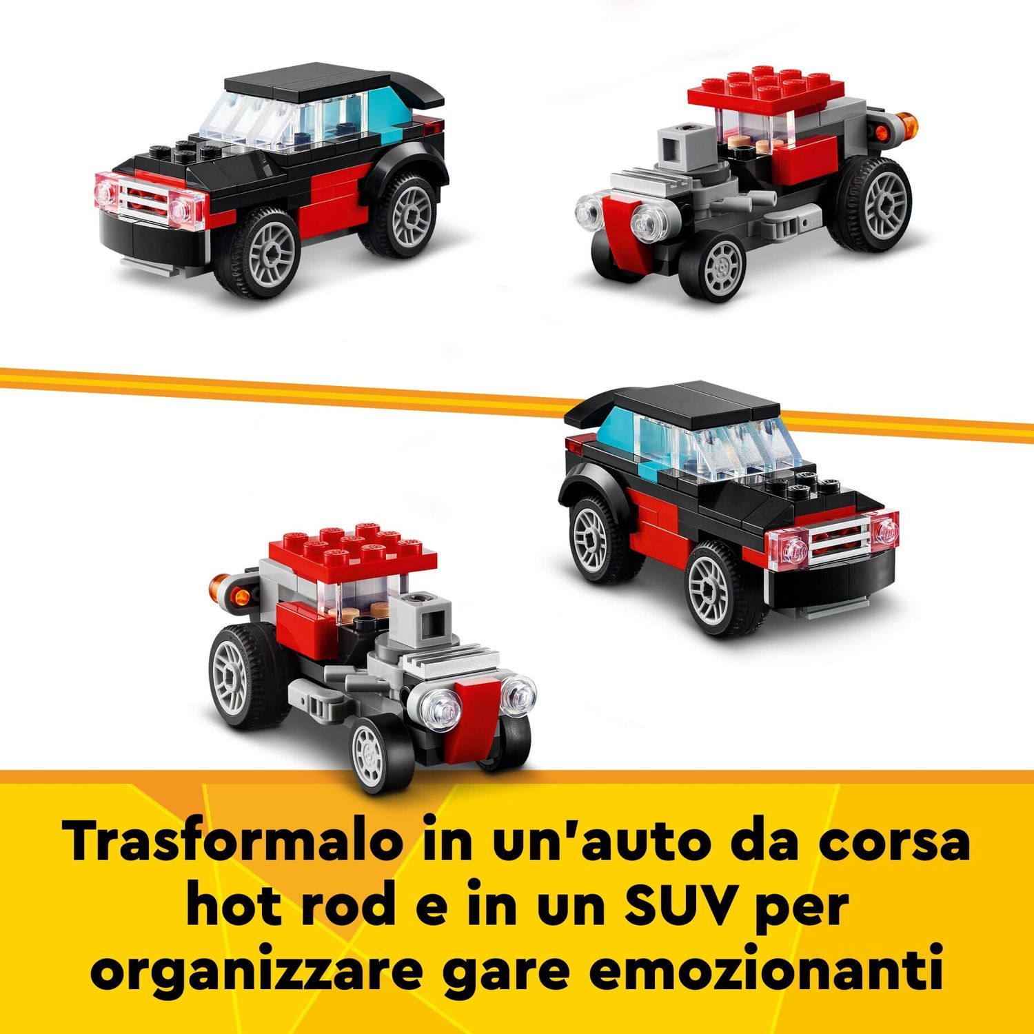 Lego creator 31146 3in1 autocarro con elicottero, giochi per bambini 7+ anni ricostruibile in aereo e cisterna o auto e suv - LEGO CREATOR, Lego
