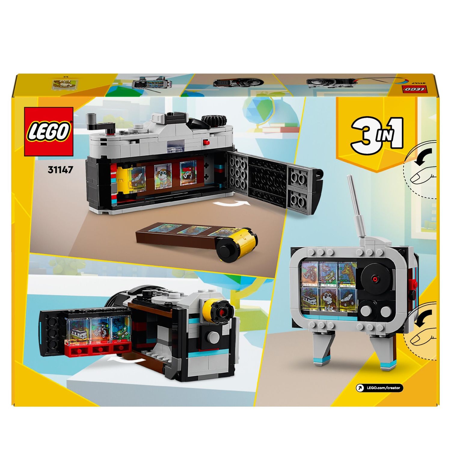 Lego creator 31147 3in1 fotocamera retro, giochi per bambini 8+ anni, macchina fotografica trasformabile in videcamera o tv - LEGO CREATOR, Lego