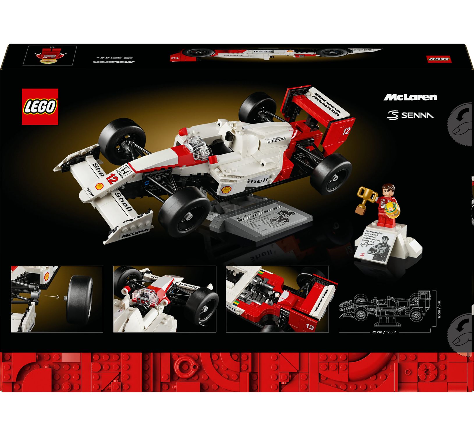 Lego icons 10330 mclaren mp4/4 e ayrton senna, modellino da costruire di auto da corsa f1 con minifigure, regalo per adulti - Lego, LEGO ICONS