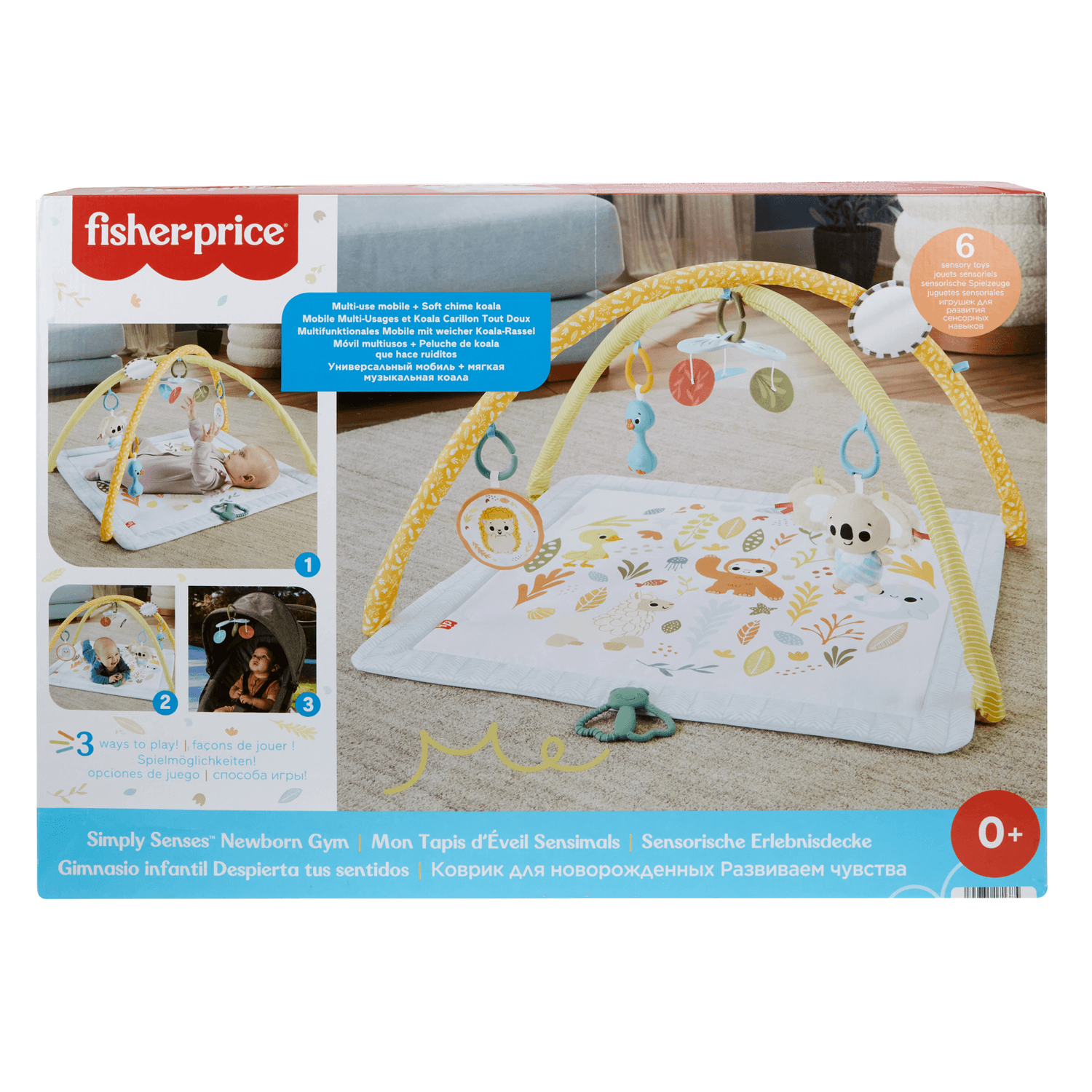 Fisher-price - palestrina multisensoriale per neonati, tappetino con arco e 6 giochi portatili e sensoriali inclusi - FISHER-PRICE