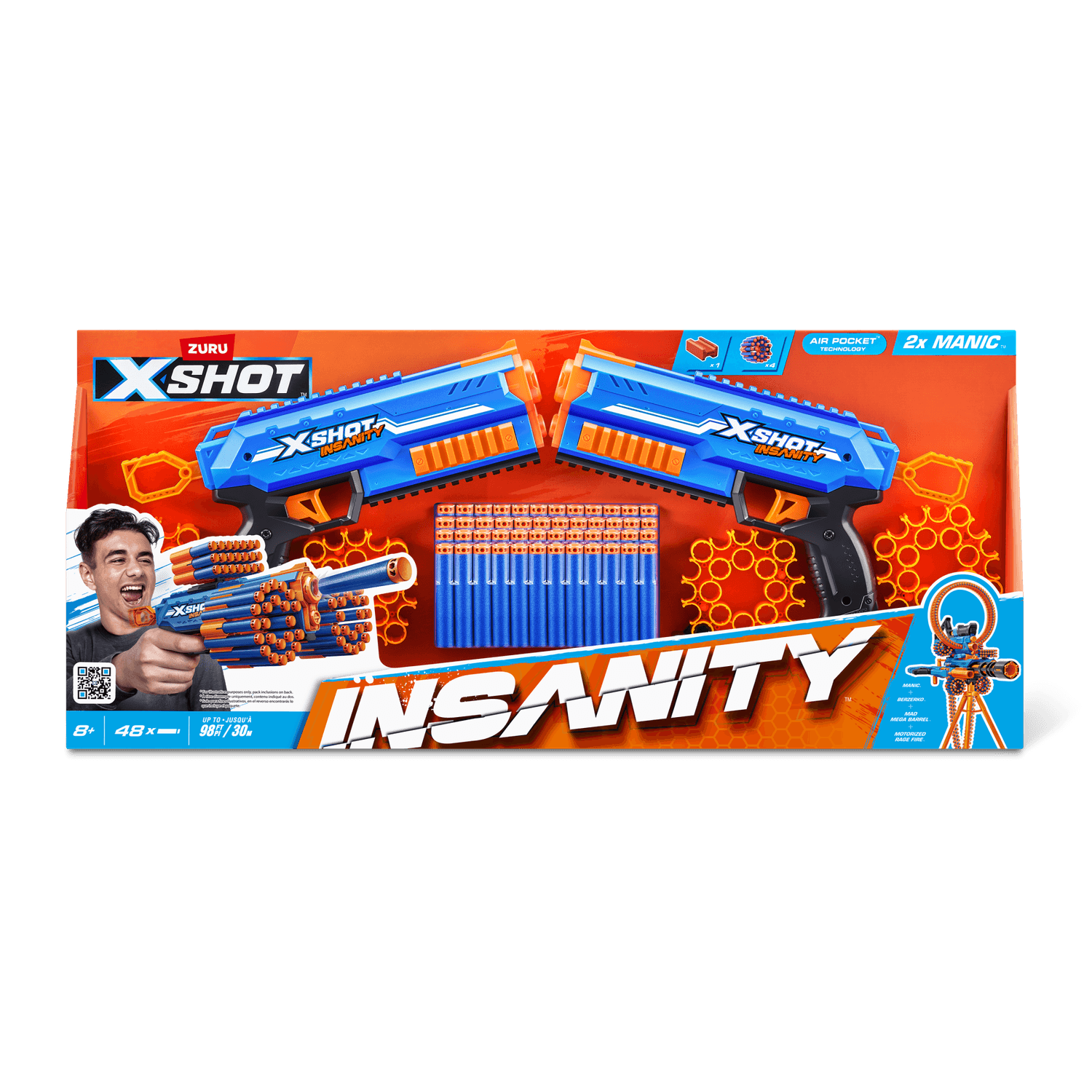 Confezione combo di pistole xshot insanity double manic (48 dardi) - X-SHOT