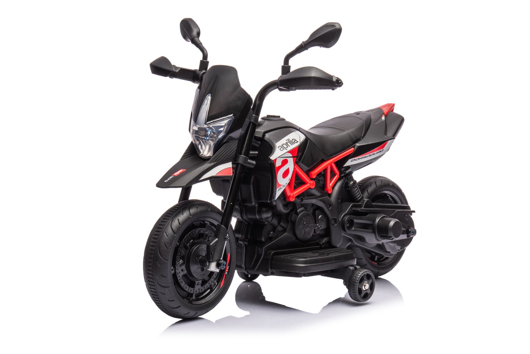 Moto elettrica cavalcabile per bambini 6v aprilia dorsoduro small colore nero - 