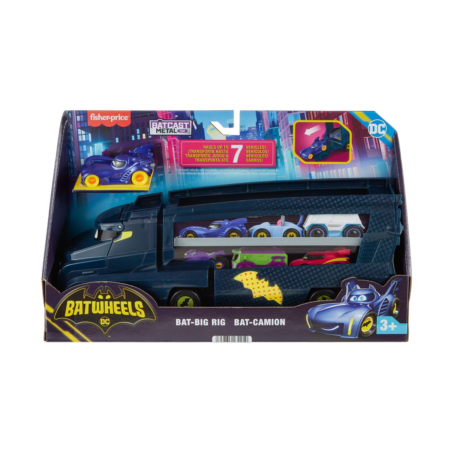 Fisher-price dc batwheels - bat-autotreno, playset autotreno con rampa e veicolo bam batmobile - FISHER-PRICE