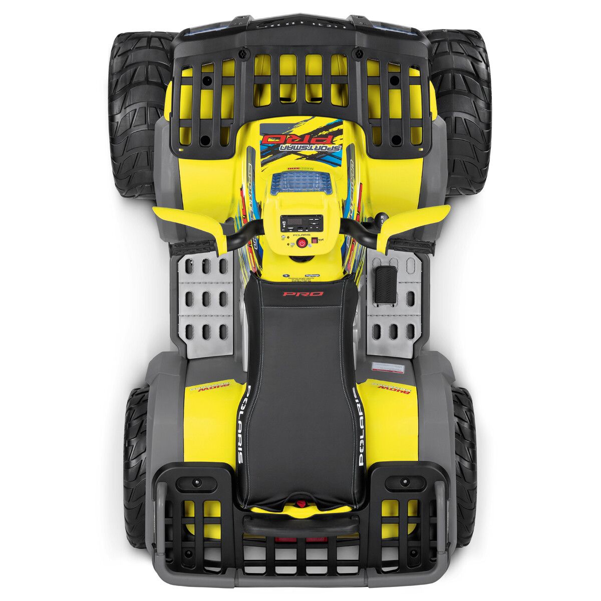 Polaris sportsman pro citrus - peg perego-  l’emozione di guidare un quad elettrico con prestazioni di alto livello su tutti i terreni. ruote gommate e 2 motori silenziosi con una potenza di ben 840w. 6 anni +. - Peg Perego