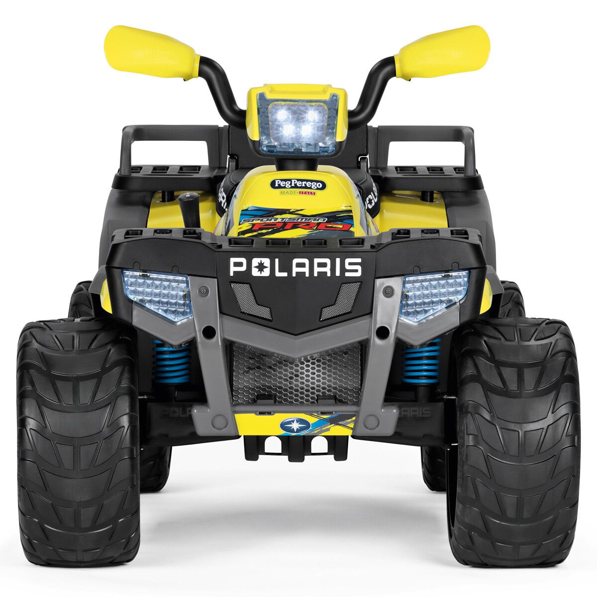 Polaris sportsman pro citrus - peg perego-  l’emozione di guidare un quad elettrico con prestazioni di alto livello su tutti i terreni. ruote gommate e 2 motori silenziosi con una potenza di ben 840w. 6 anni +. - Peg Perego