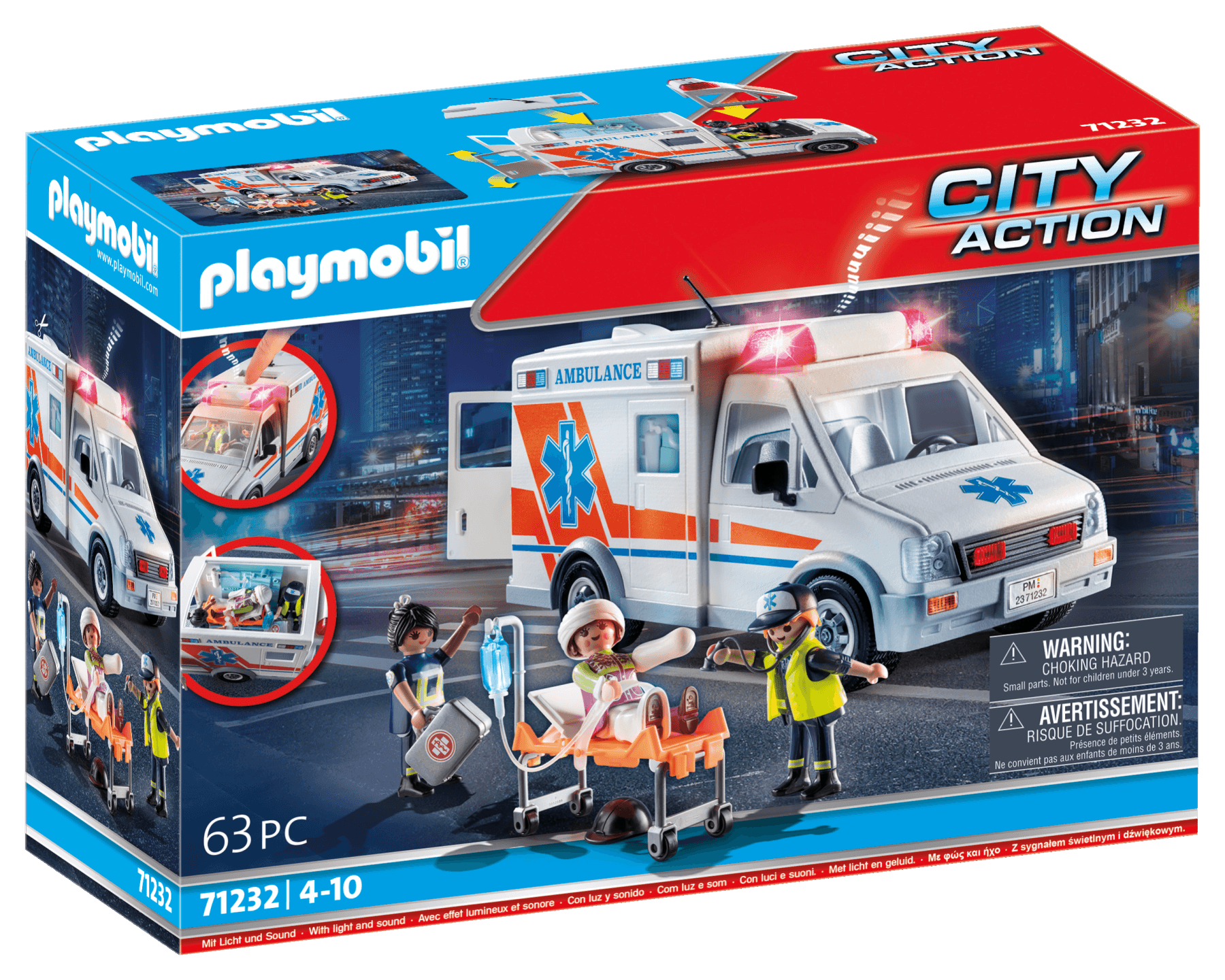 Playmobil 71232 ambulanza us con luci e suoni giocattolo per bambini dai 4 anni - Playmobil