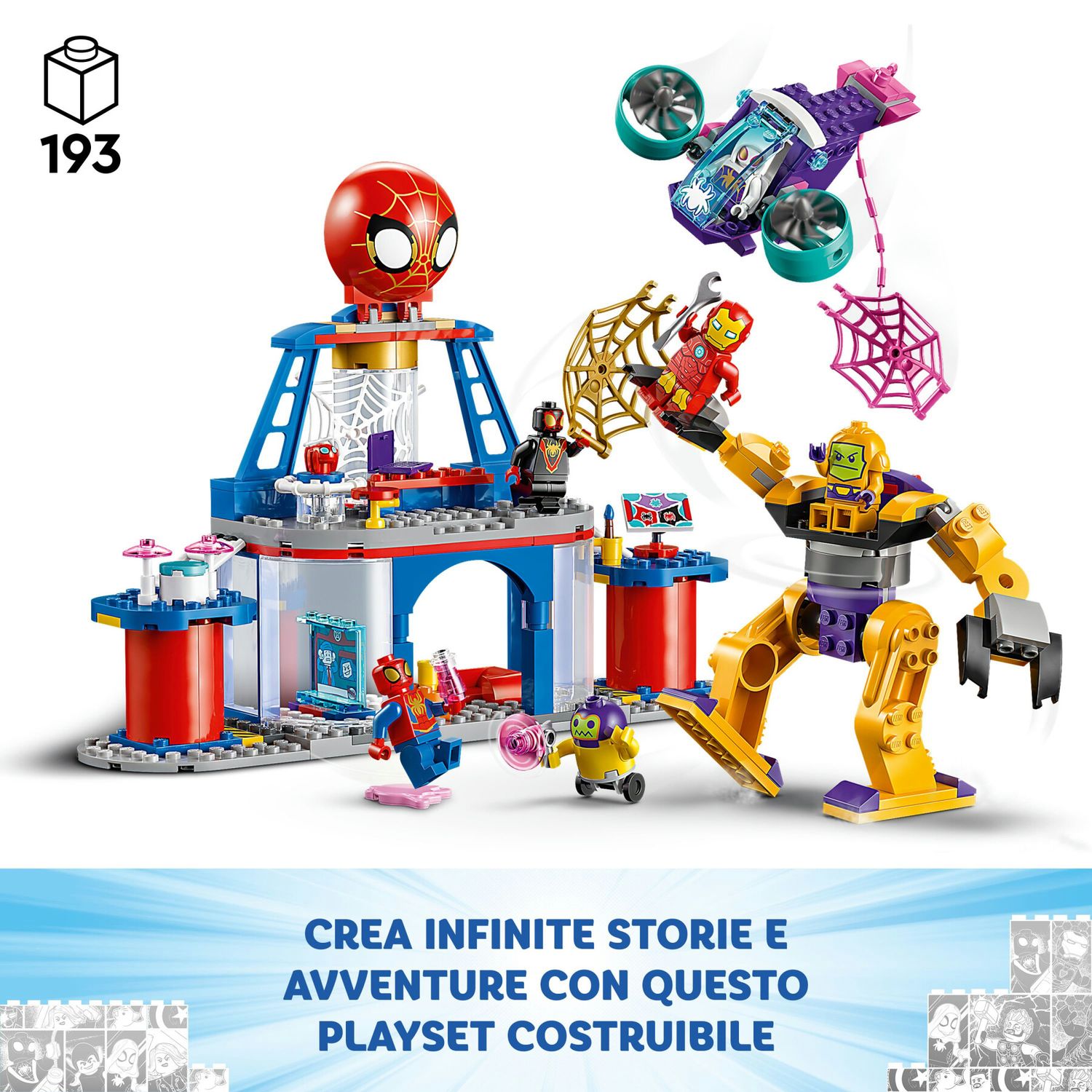Lego spidey e i suoi fantastici amici 10794 quartier generale di team spidey, giochi bambini 4+ con mech, veicolo e supereroi - LEGO SPIDERMAN, SPIDEY, Lego, MARVEL