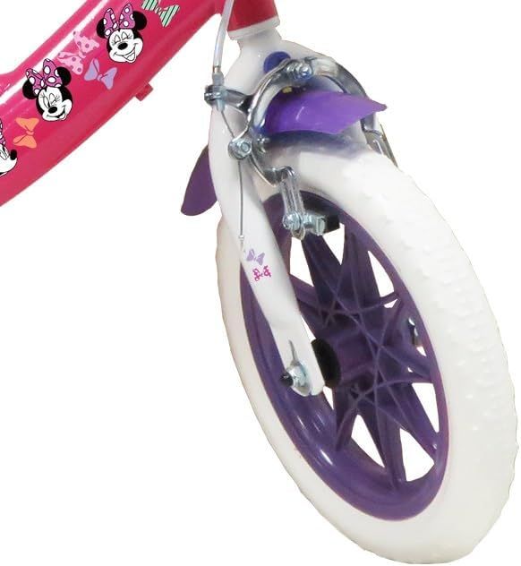 Bicicletta da 12 pollici di minnie, con stabilizzatori laterali, cestino anteriore personalizzato - Minnie