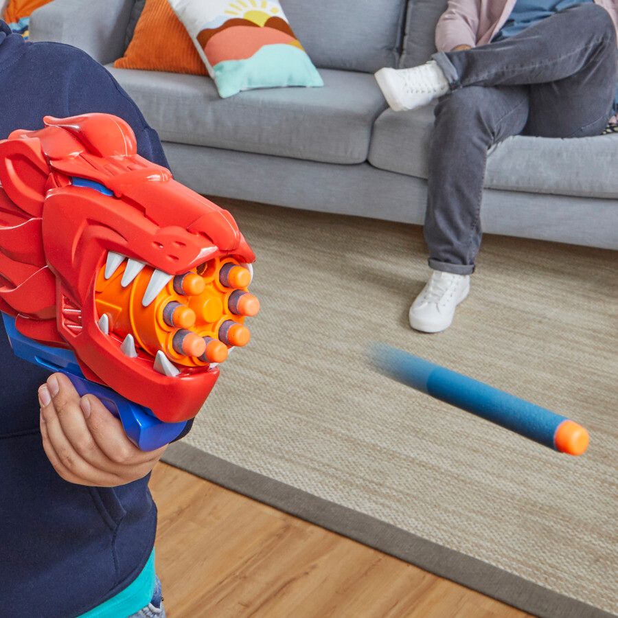 Nerf junior wild - lionfury, blaster a forma di leone, facile da usare - NERF