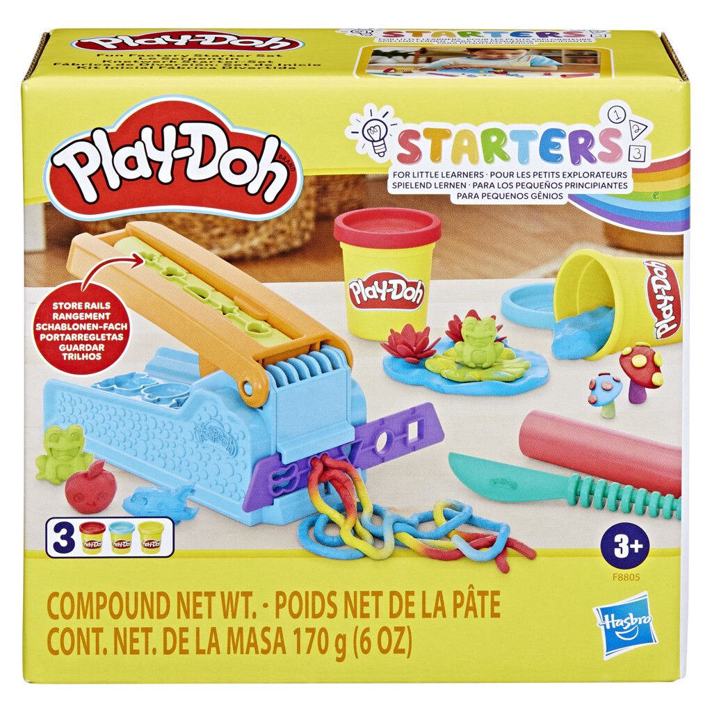Play-doh, la fabbrica del divertimento, playset di attività manuali, pasta modellabile in 3 colori - PLAY-DOH