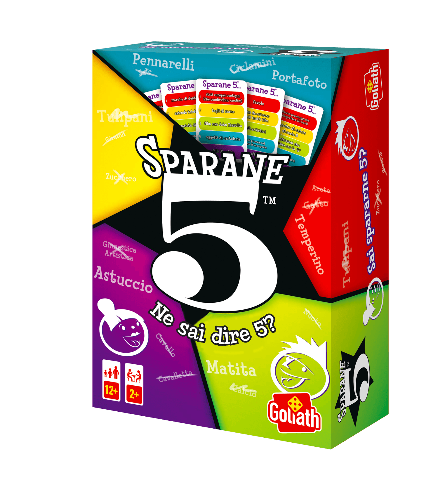 Goliath sparane 5, name 5, gioco di societa', gioco di carte e domande per la famiglia, dai dodici anni in su, divertente e multicolore - GOLIATH