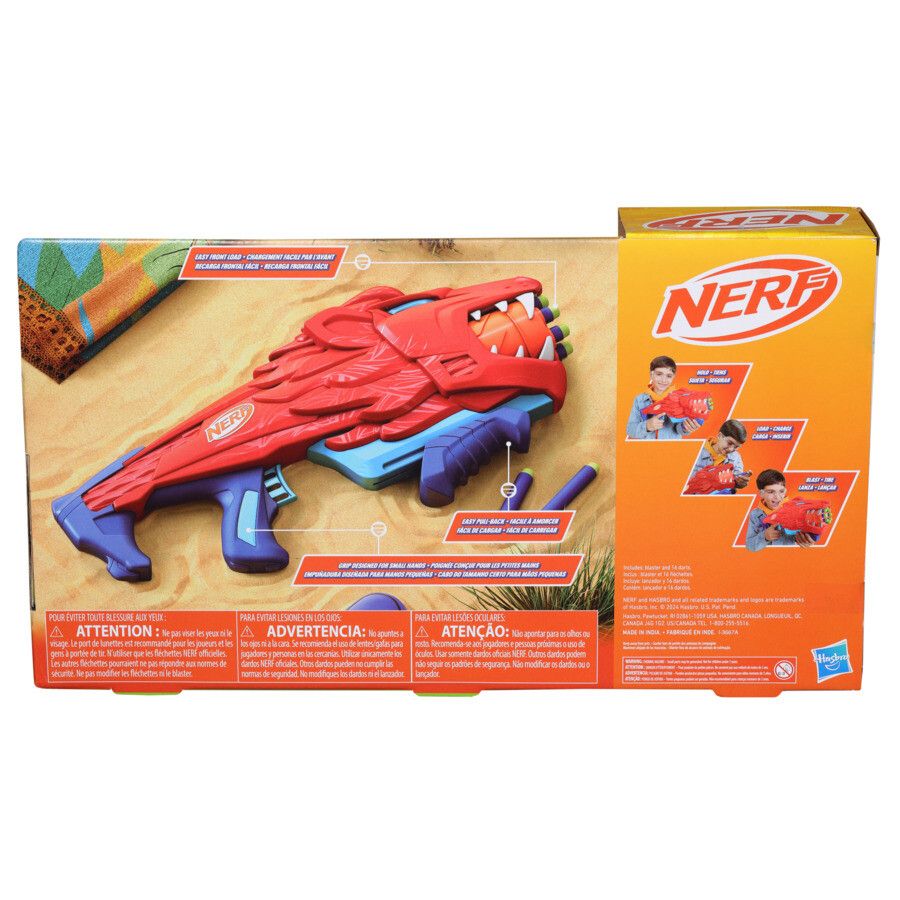 Nerf junior wild - lionfury, blaster a forma di leone, facile da usare - NERF