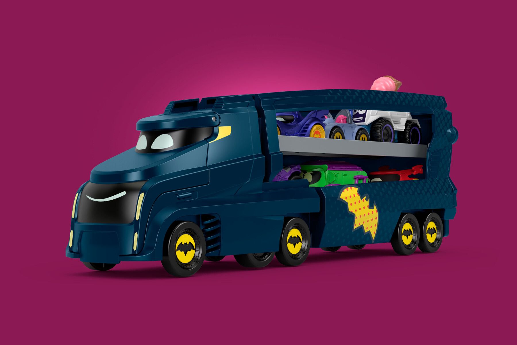 Fisher-price dc batwheels - bat-autotreno, playset autotreno con rampa e veicolo bam batmobile - FISHER-PRICE