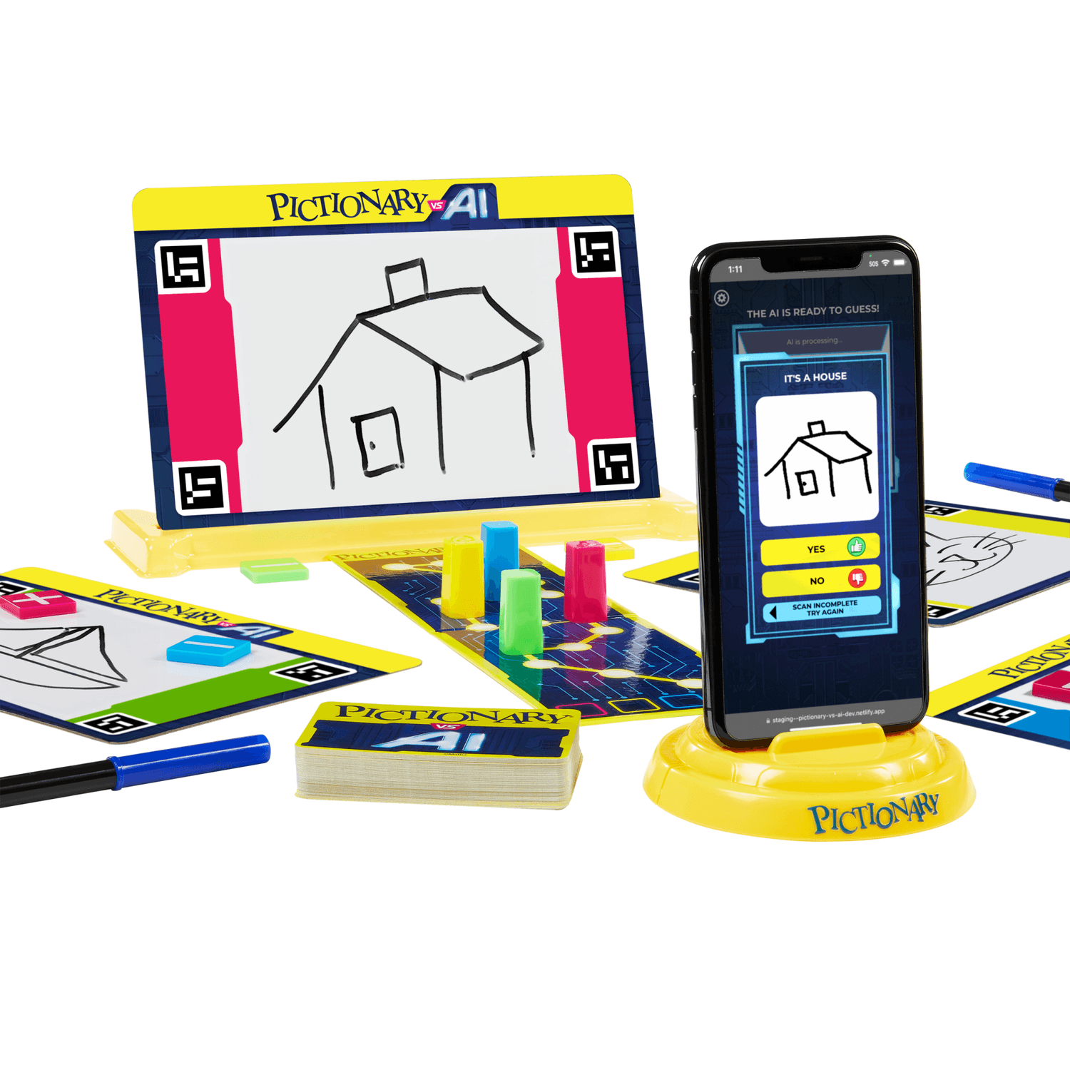 Pictionary vs. ai - la nuova versione di pictionary con l'intelligenza artificiale, i giocatori disegnano e l'ia indovina - MATTEL GAMES, PICTIONARY
