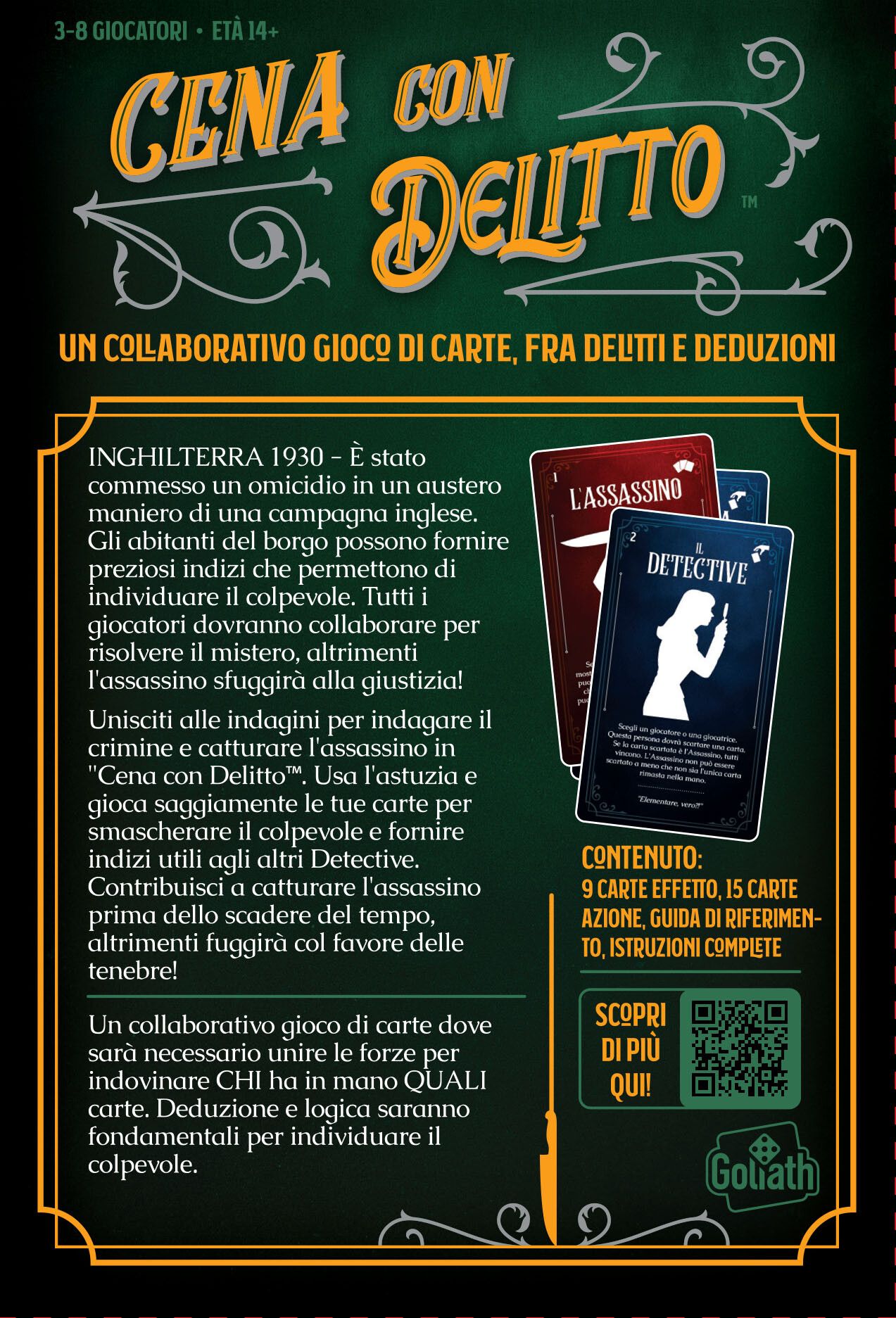 Cena con delitto, gioco di carte collaborativo, scopri l'assassino insieme ai tuoi amici, dai 14 anni in su - GOLIATH
