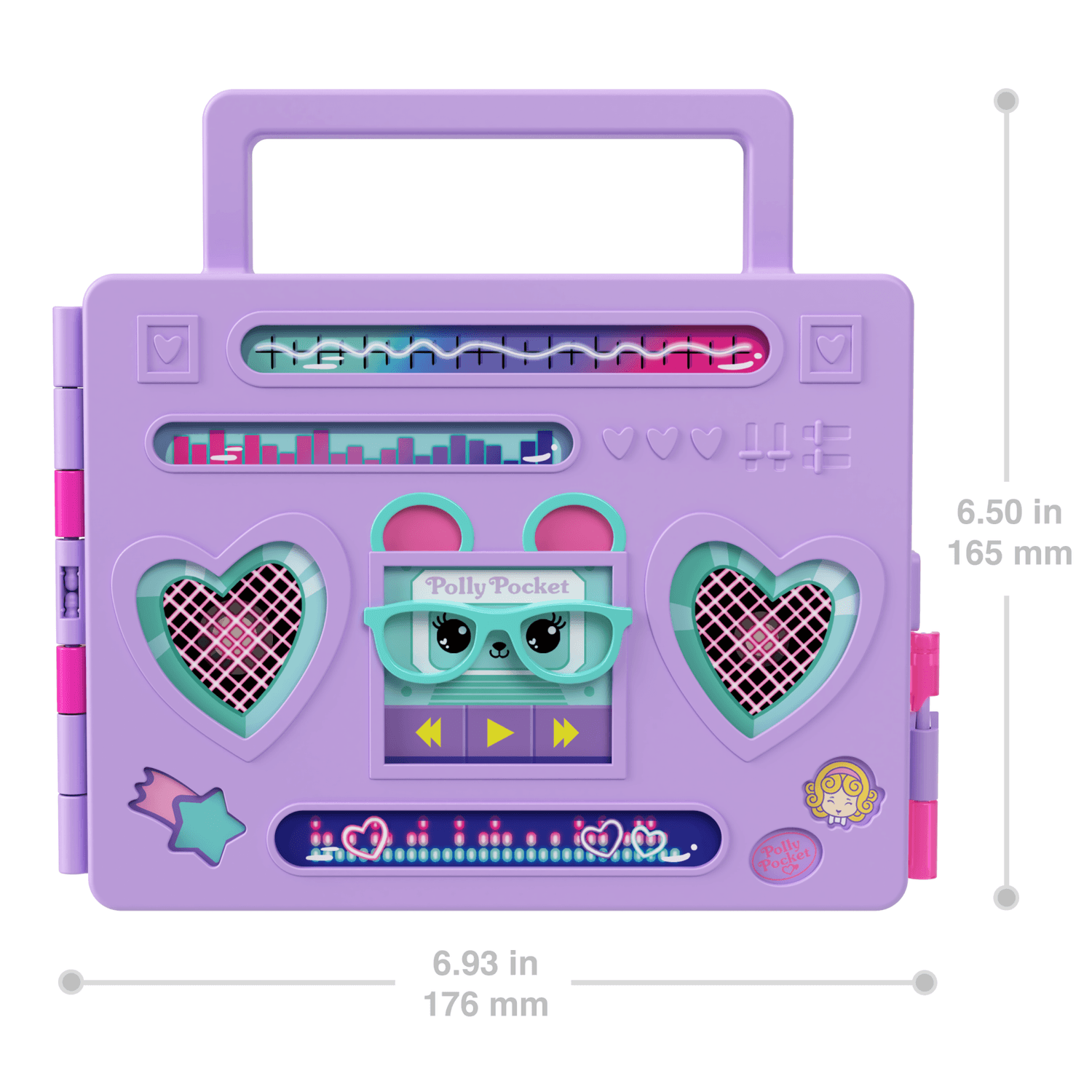 Polly pocket - disco dance fashion reveal, playset da viaggio a forma di stereo portatile con bambola e accessori inclusi - Polly Pocket