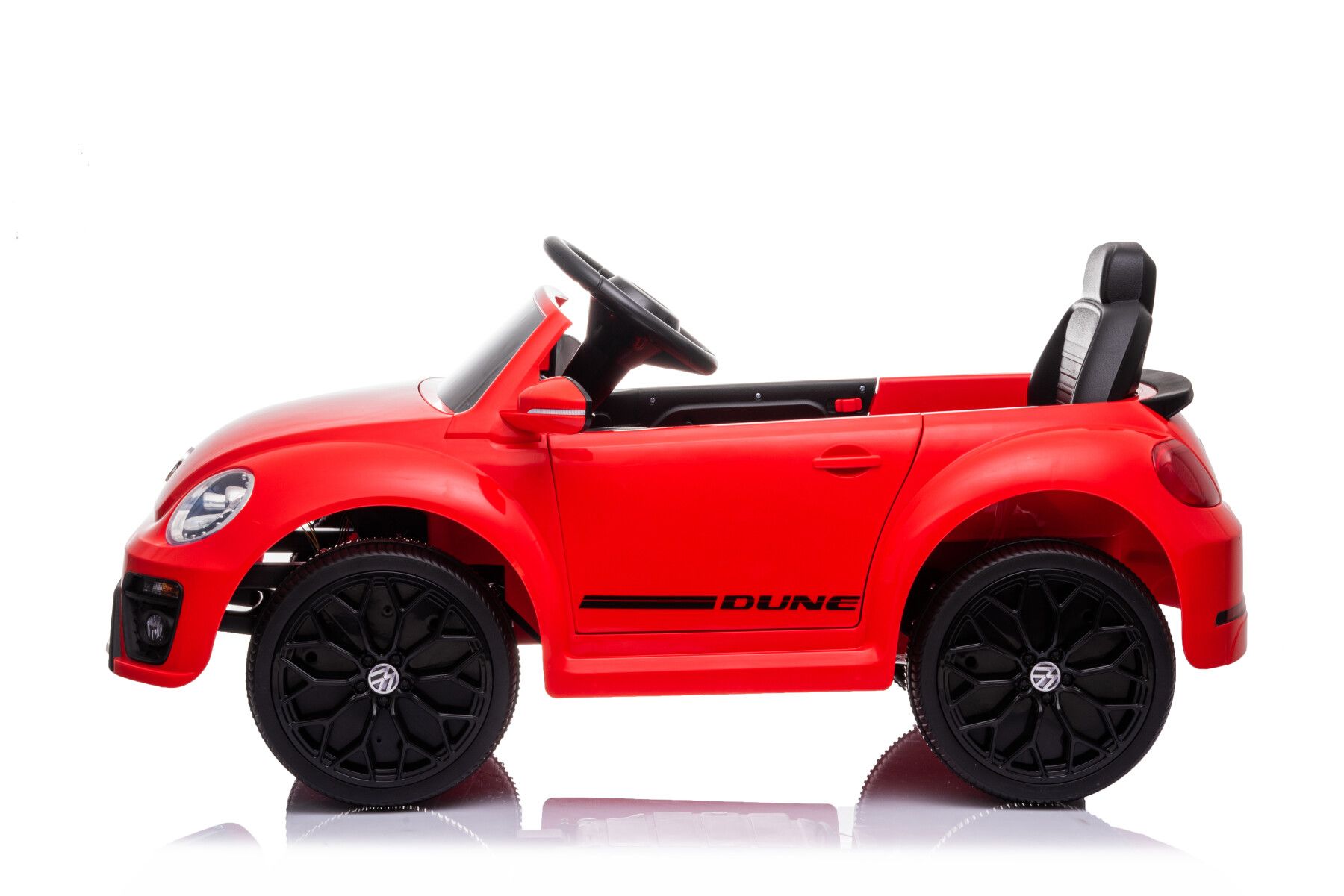 Auto elettrica per bambini volkswagen the beetle rossa r/c 12v luci e suoni, bluetooth - 