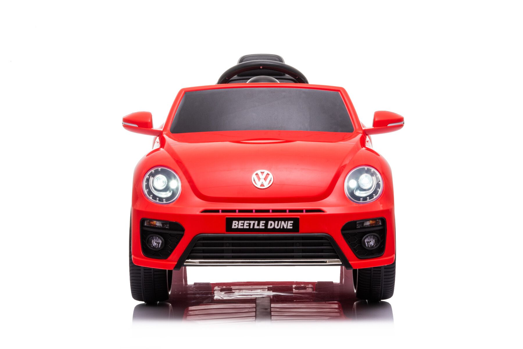 Auto elettrica per bambini volkswagen the beetle rossa r/c 12v luci e suoni, bluetooth - 