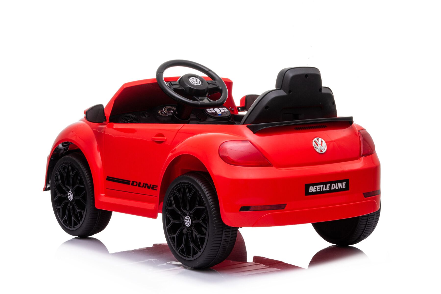 Auto elettrica per bambini volkswagen the beetle rossa r/c 12v luci e suoni, bluetooth - 