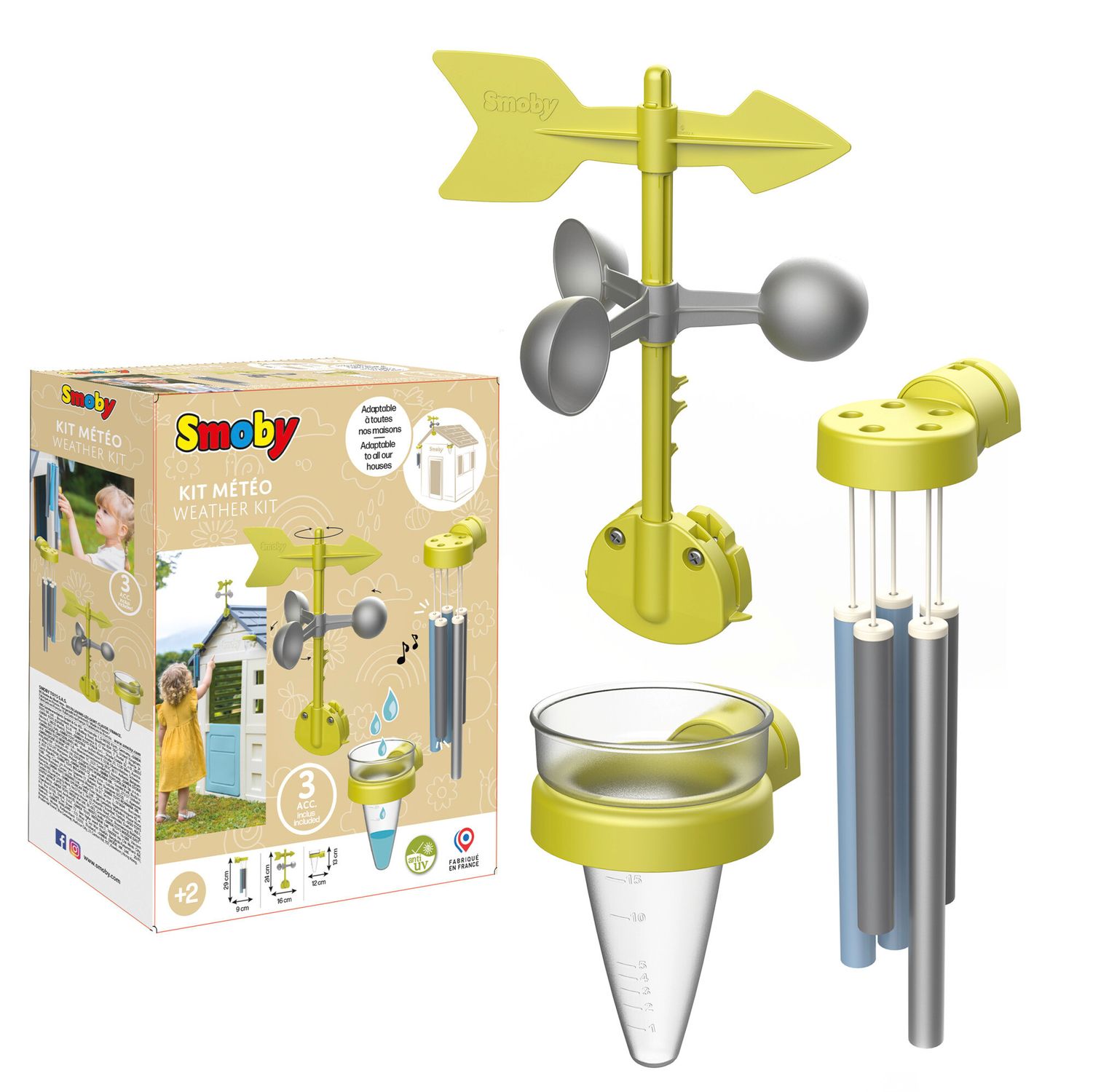 Kit meteo compatibile con casette smoby: sonaglio, anemometro e pluviometro - SMOBY