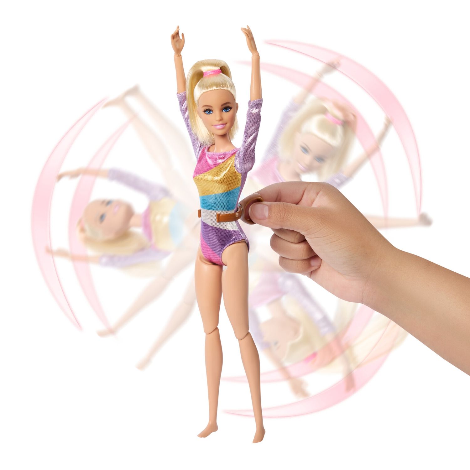 Barbie - ginnastica artistica, playset con bambola ginnasta bionda in tuta e 10 accessori inclusi - Barbie