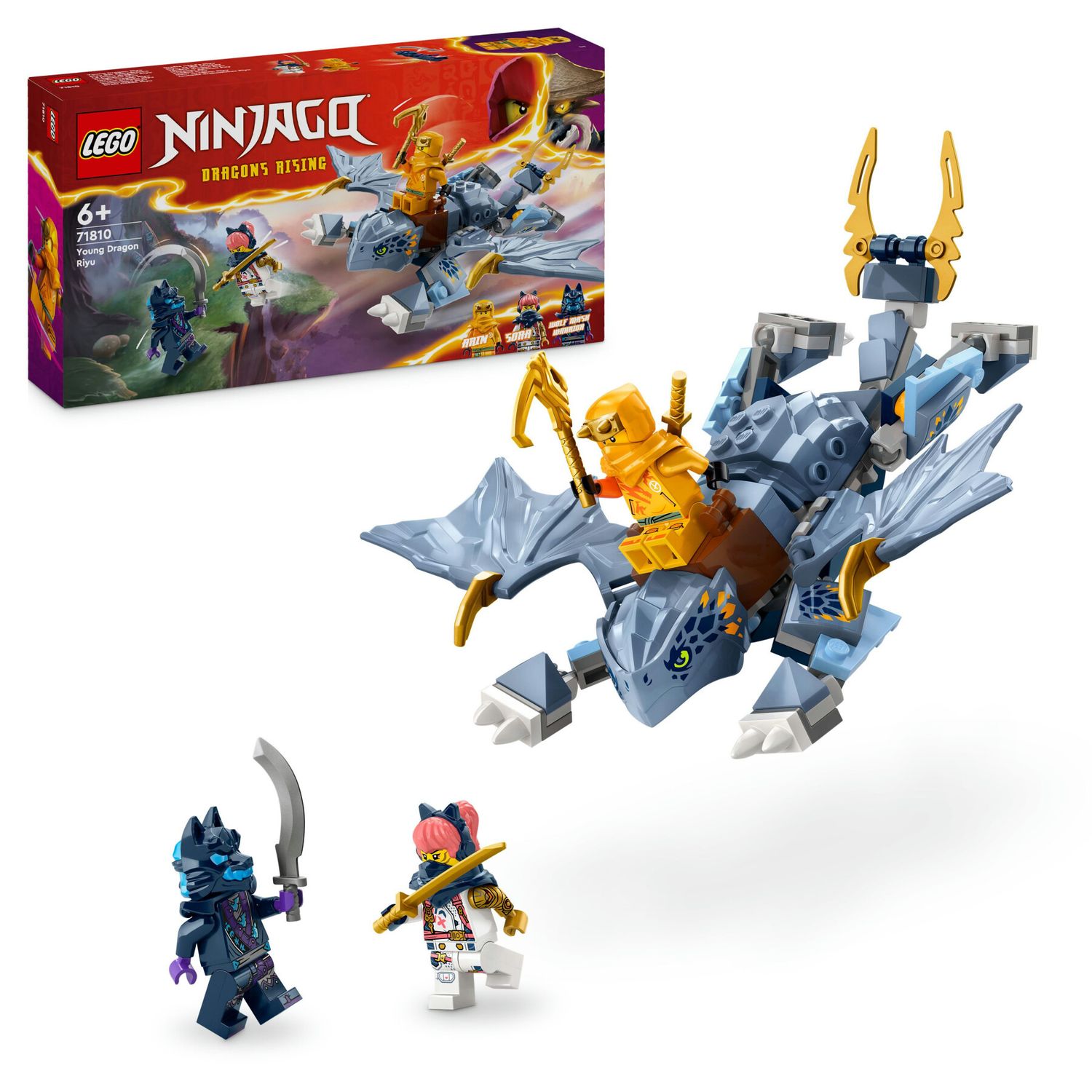 Lego ninjago 71810 draghetto riyu, modellino da costruire di drago giocattolo con 3 minifigure, giochi per bambini di 6+ anni - LEGO NINJAGO, Lego