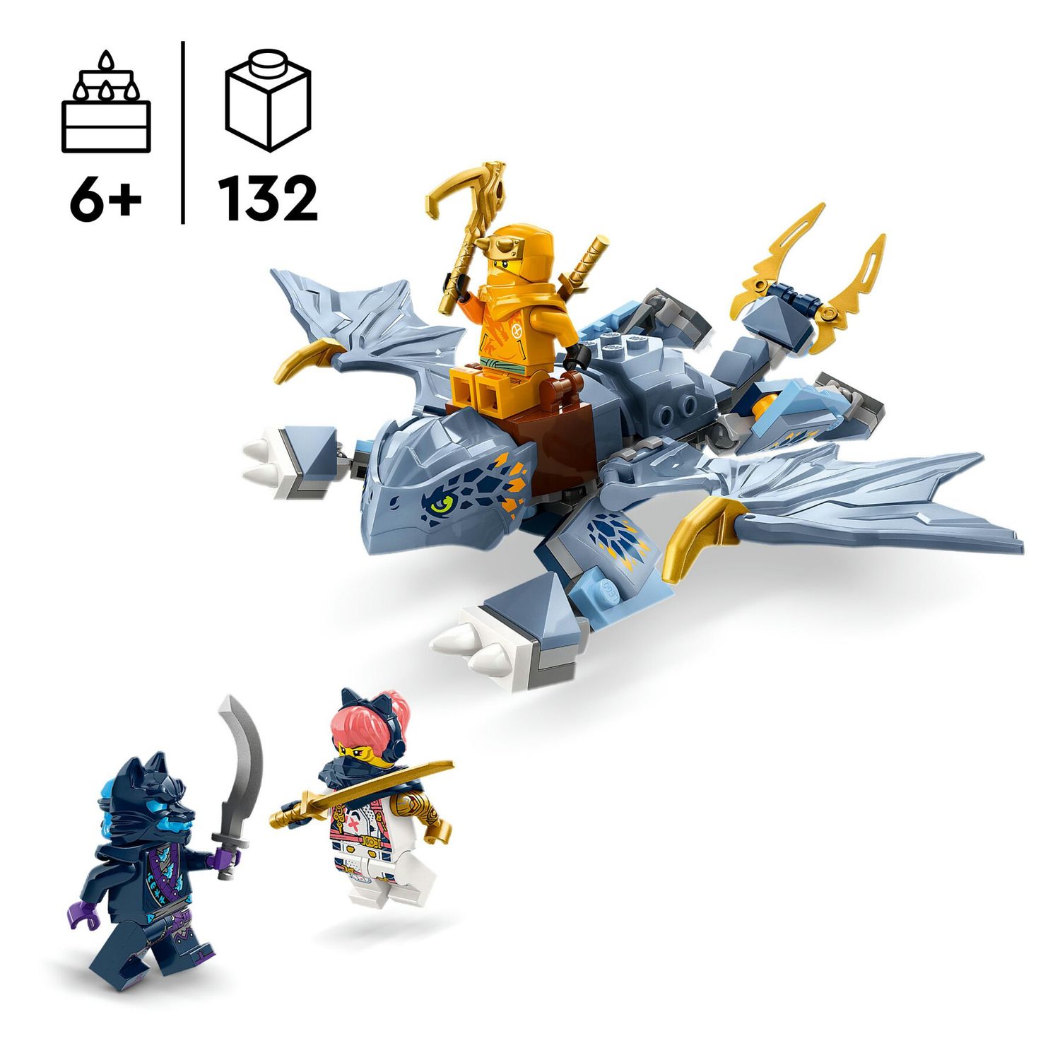 Lego ninjago 71810 draghetto riyu, modellino da costruire di drago giocattolo con 3 minifigure, giochi per bambini di 6+ anni - LEGO NINJAGO, Lego