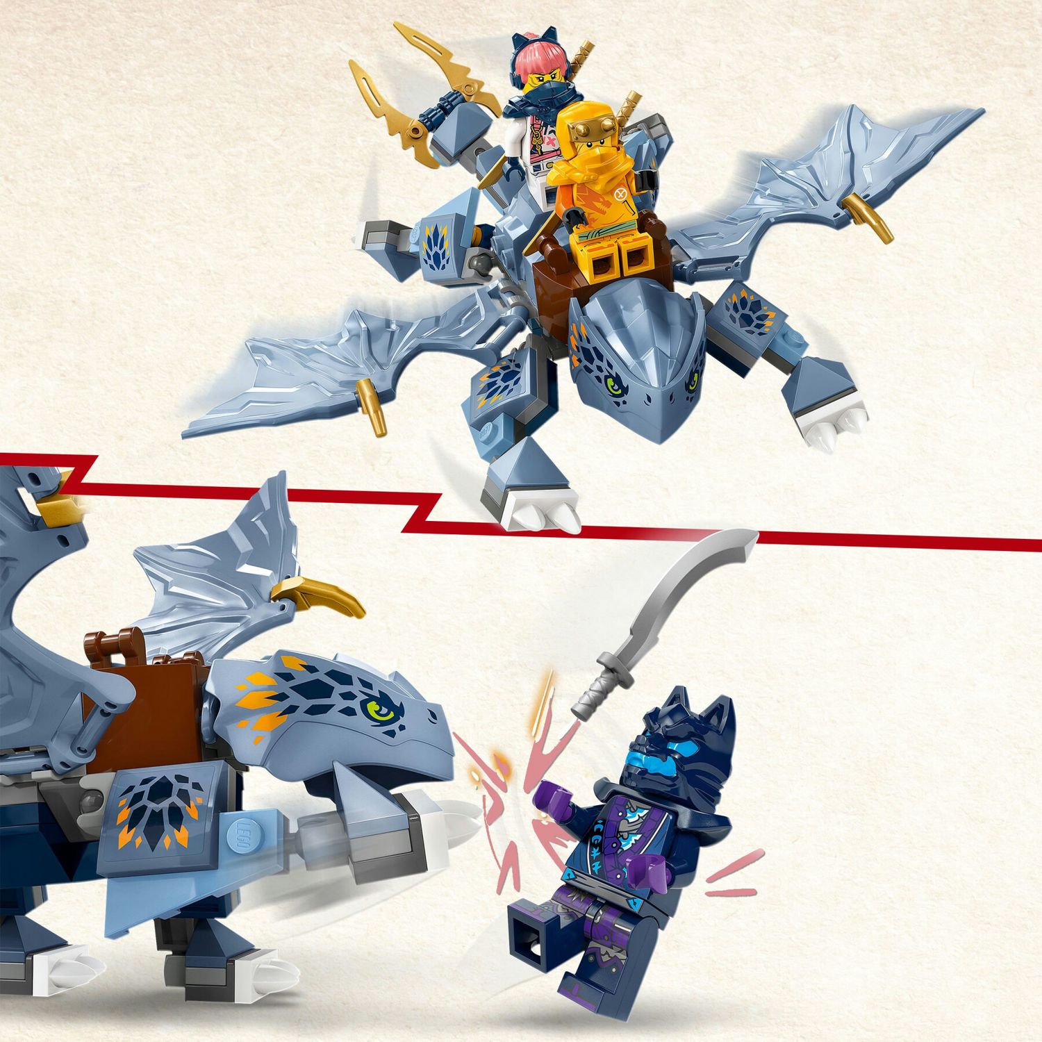 Lego ninjago 71810 draghetto riyu, modellino da costruire di drago giocattolo con 3 minifigure, giochi per bambini di 6+ anni - LEGO NINJAGO, Lego