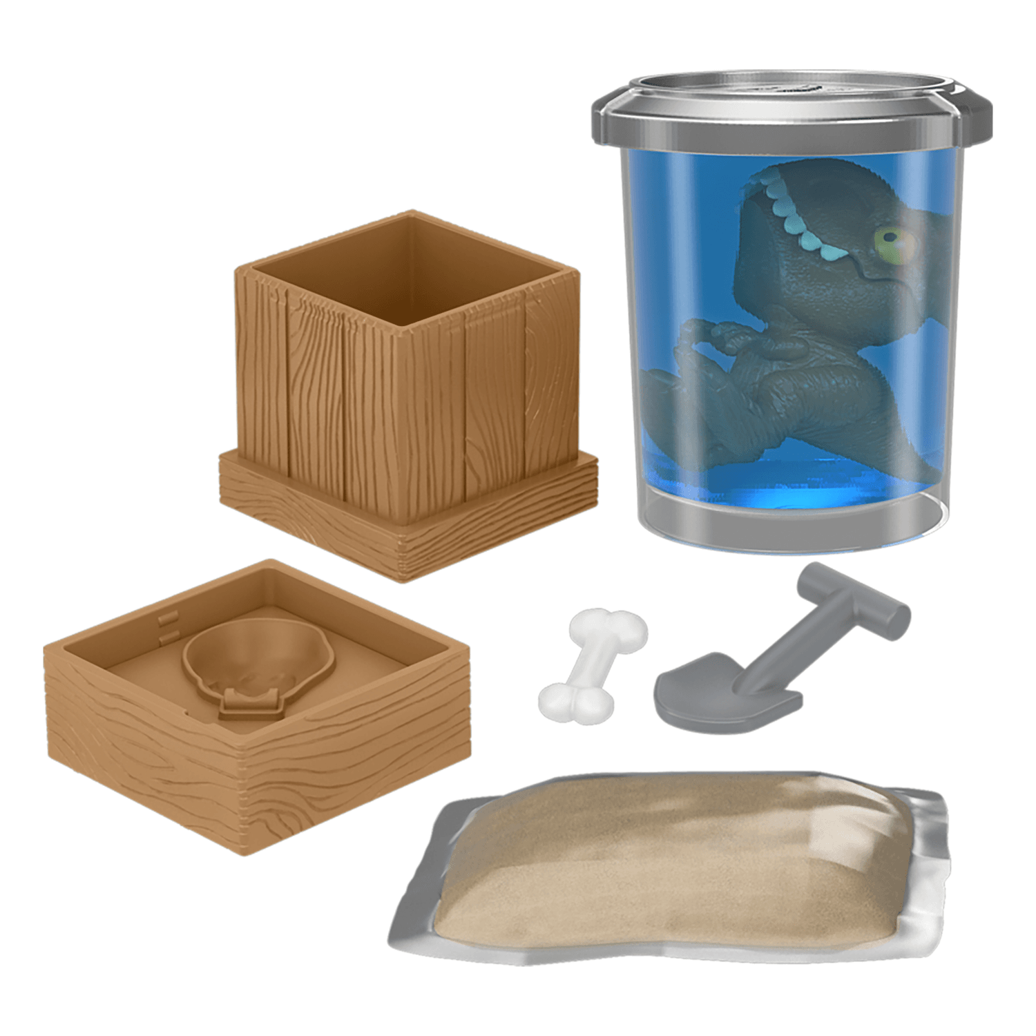 Jurassic world - crushivores assortimento, mini dinosauro nascosto nella sabbia e 2 diverse paste da modellare con sorprese incluse - Jurassic World