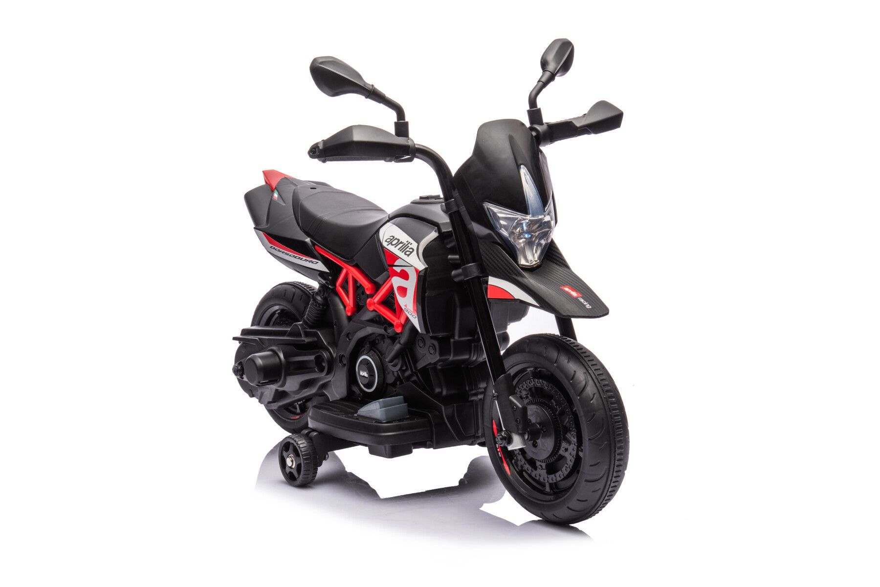 Moto elettrica cavalcabile per bambini 6v aprilia dorsoduro small colore nero - 