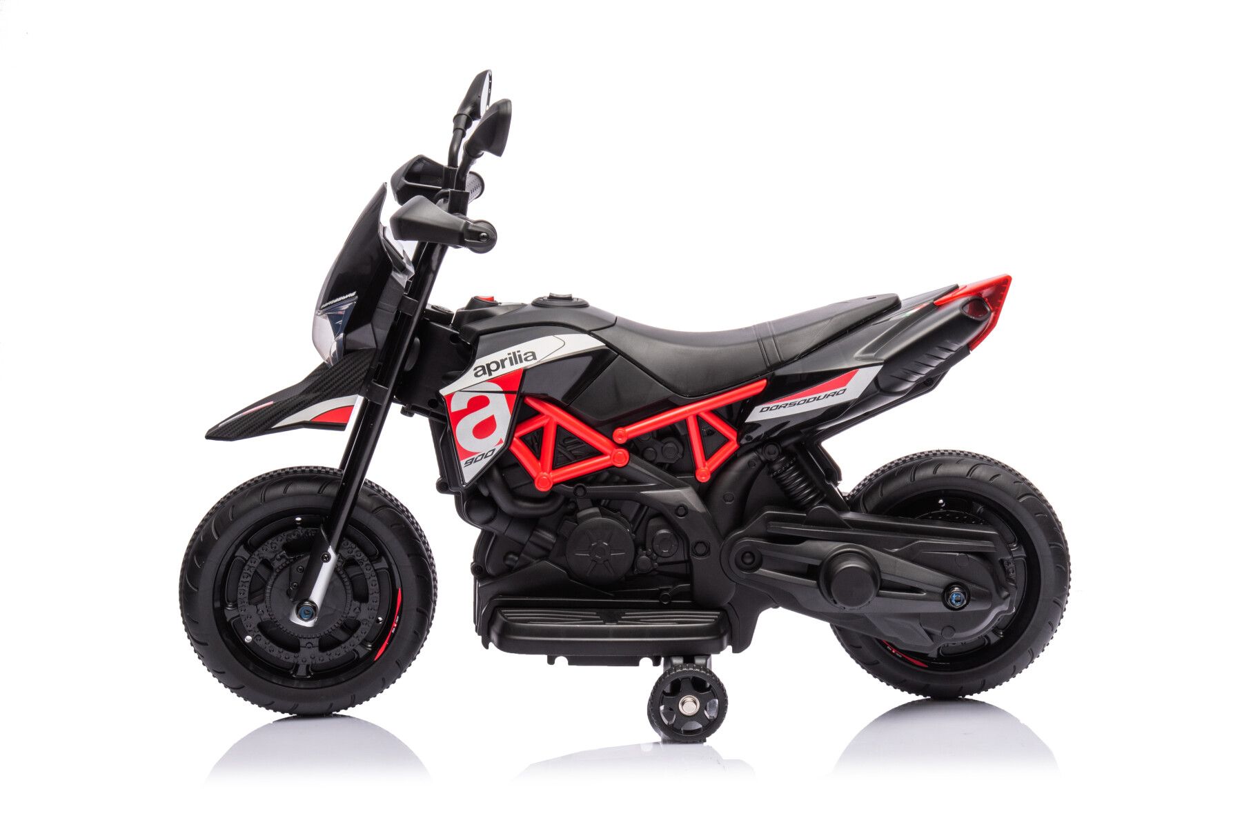Moto elettrica cavalcabile per bambini 6v aprilia dorsoduro small colore nero - 