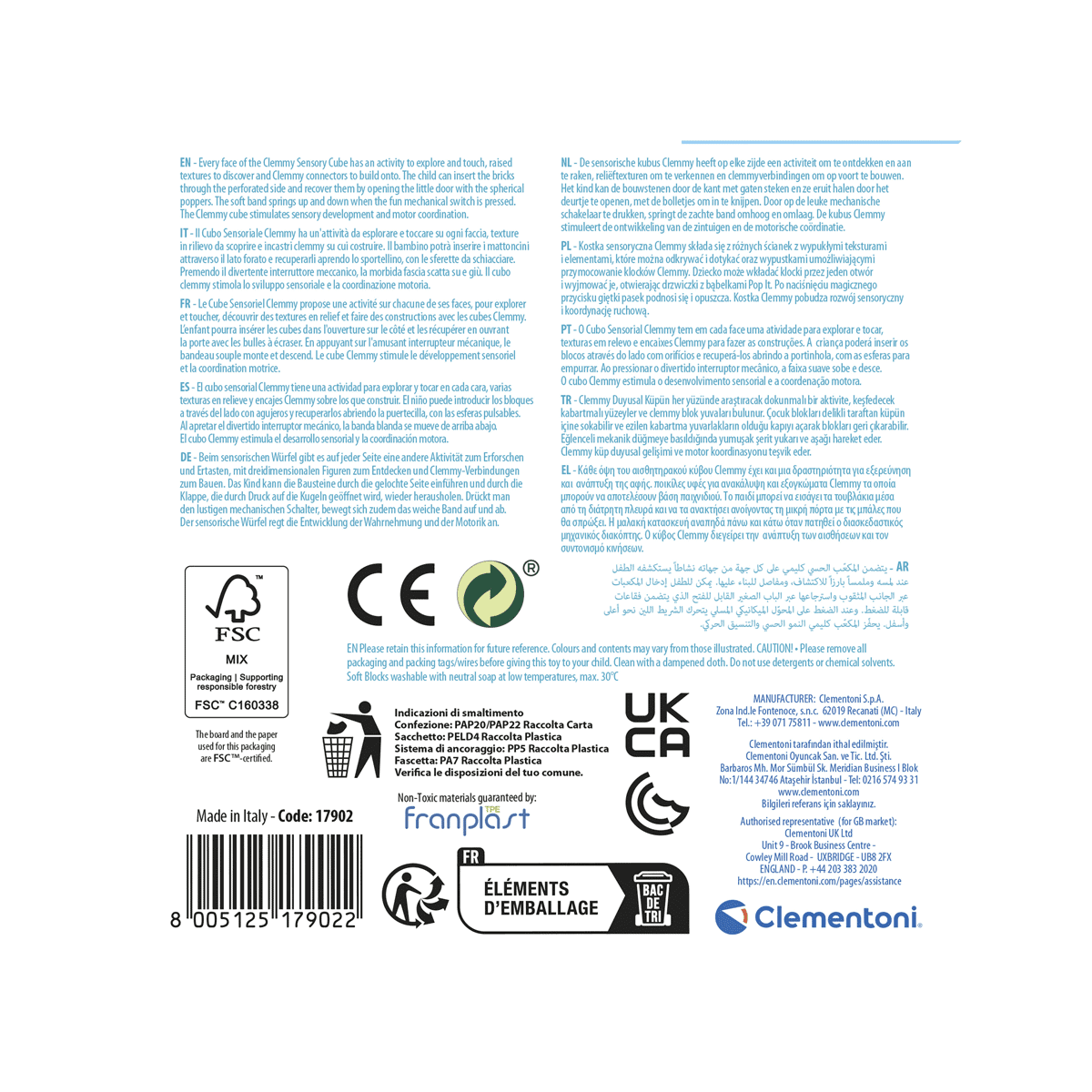 Clementoni - 17902 - soft clemmy - sensory activity cube - CLEMMY