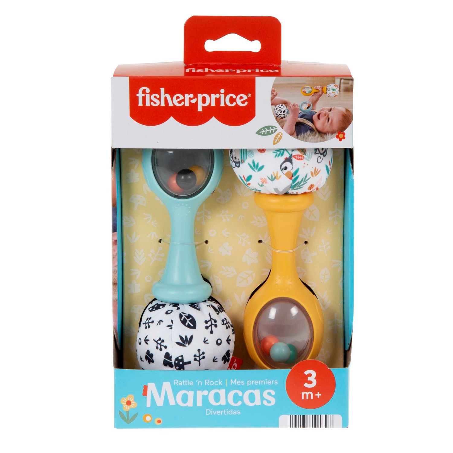 Fisher-price - maracas, set di 2 maracas sonaglino con motivi ad alto contrasto e suoni divertenti - FISHER-PRICE
