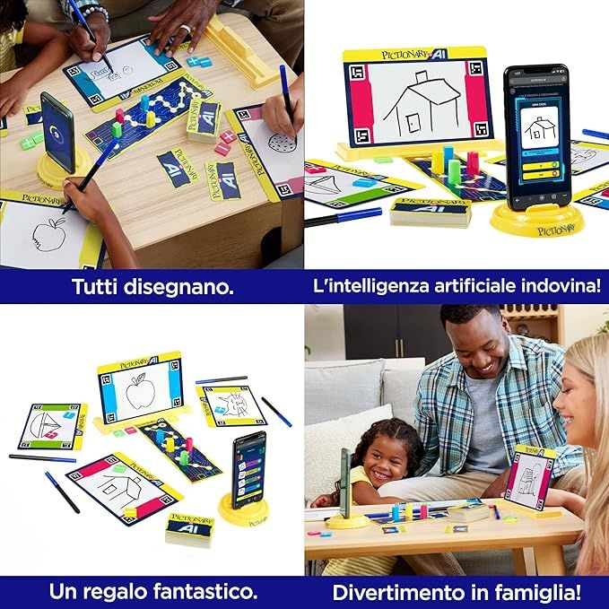 Pictionary vs. ai - la nuova versione di pictionary con l'intelligenza artificiale, i giocatori disegnano e l'ia indovina - MATTEL GAMES, PICTIONARY