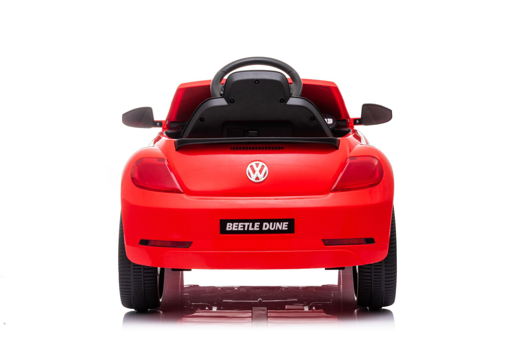 Auto elettrica per bambini volkswagen the beetle rossa r/c 12v luci e suoni, bluetooth - 