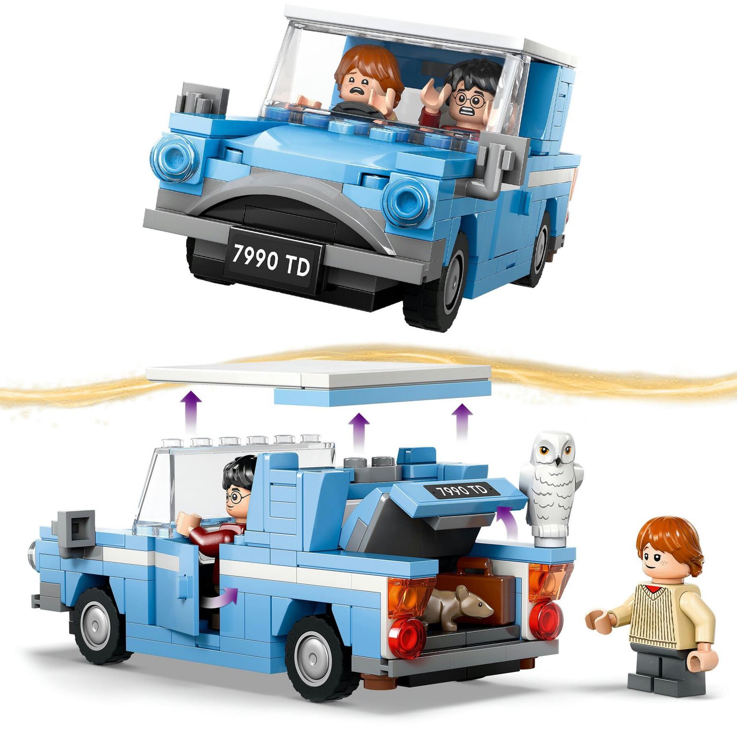 Lego harry potter 76424 ford anglia volante, modellino di macchina giocattolo da costruire, giochi bambini 7+ con minifigure - Harry Potter, LEGO® Harry Potter™, Lego