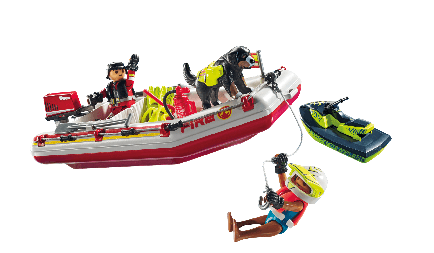 Playmobil 71464 gommone dei pompieri e acquascooter per bambini dai 4 anni - Playmobil