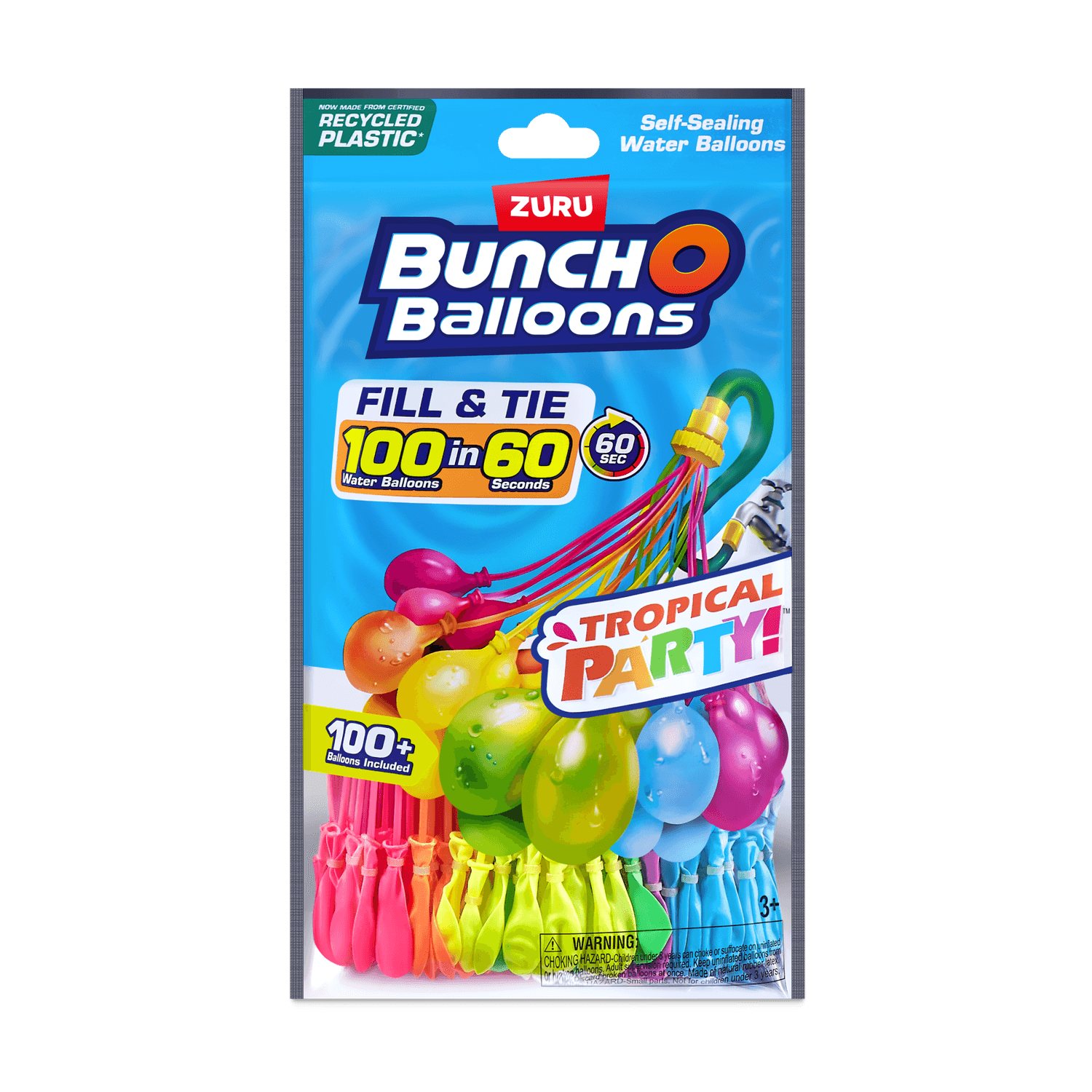 Oltre 100 gavettoni a riempimento rapido che si chiudono da soli bunch o balloons tropical party (confezione da 3) - 