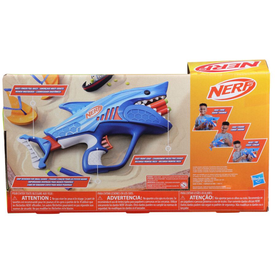 Nerf junior wild - sharkfire, blaster a forma di squalo, facile da usare - NERF