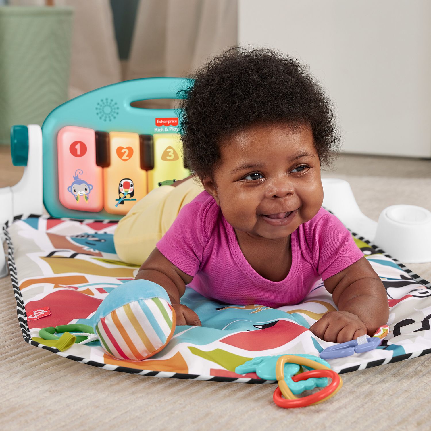 Fisher-price - palestrina baby piano, set musicale portatile con 3 livelli di apprendimento smart stages, include 10 giocattoli collegabili - FISHER-PRICE