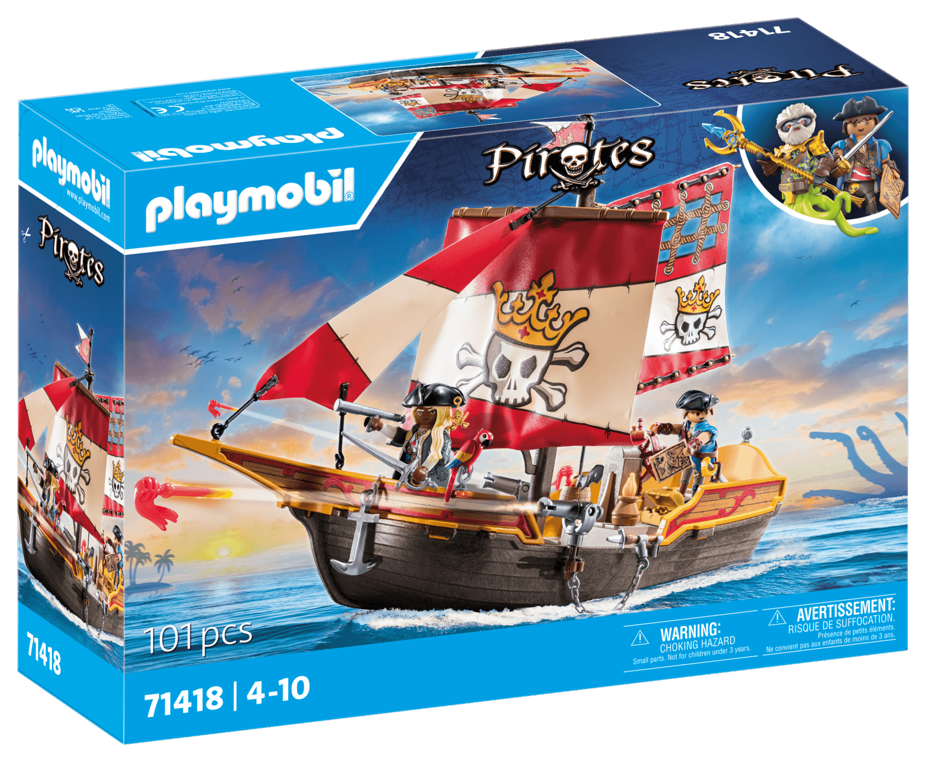 Playmobil 71418 nave pirata con due personaggi per bambini dai 4 anni - Playmobil