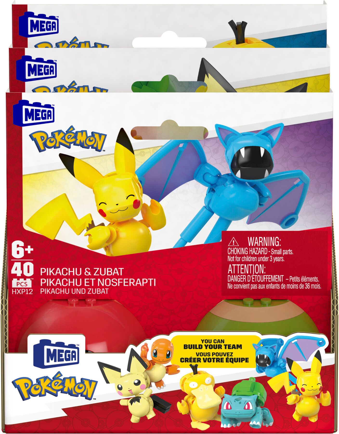 Mega pokémon - set collezione di poké balls, ciascuno da costruire con 40 mattoncini e che include 2 poké balls e 2 personaggi del mondo pokémon - MEGA BLOKS, POKEMON
