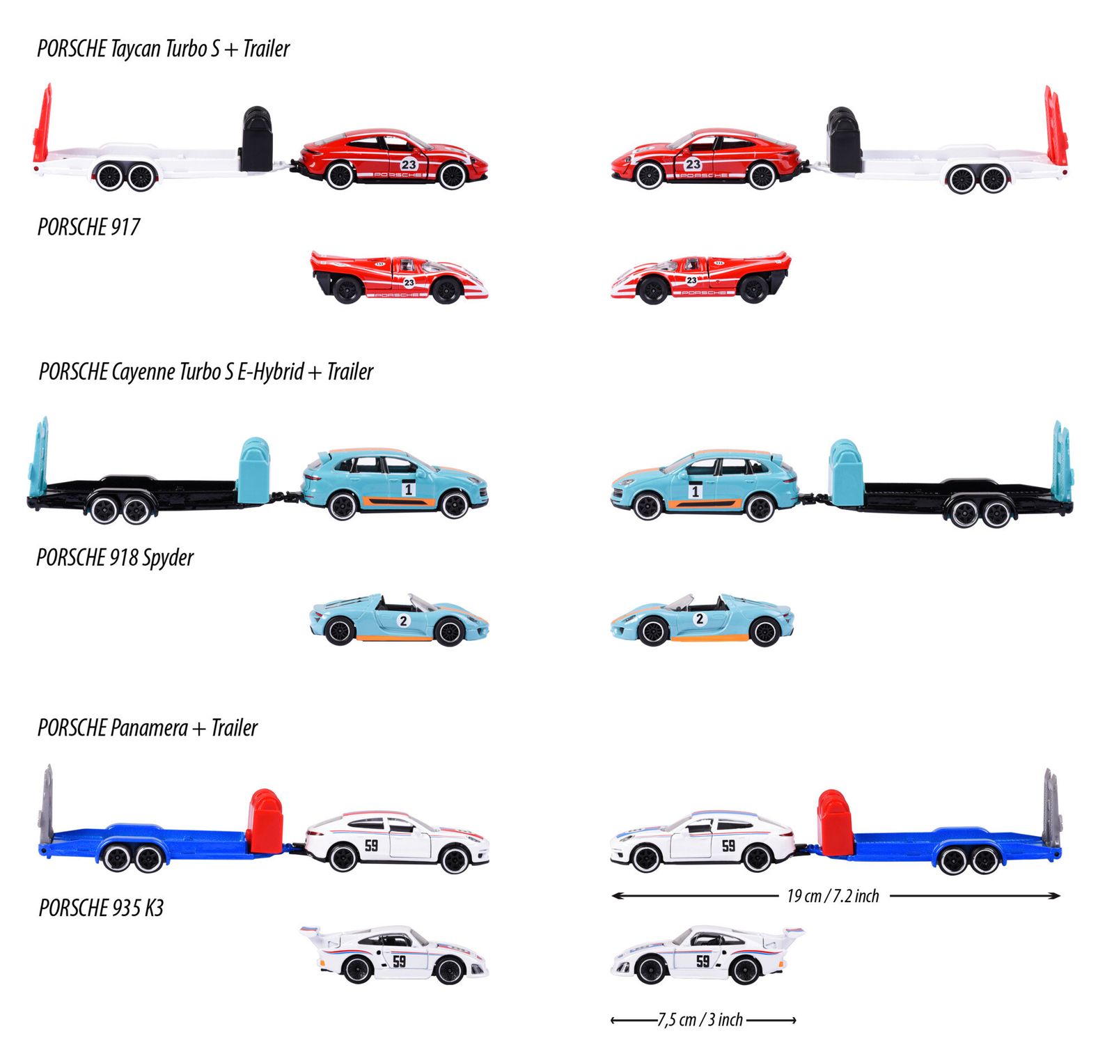 Majorette- porsche race trailer set, auto con rimorchio - MAJORETTE