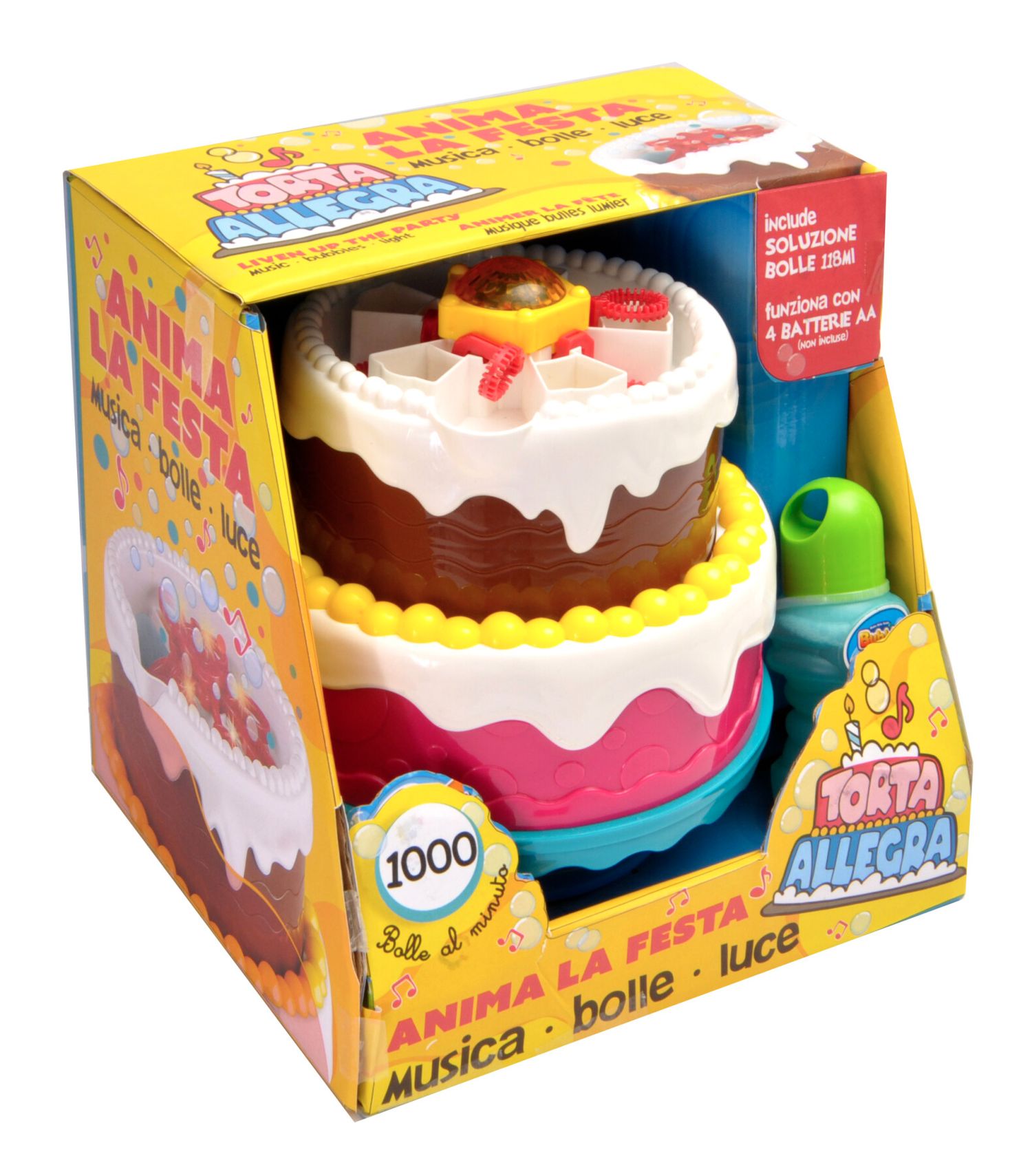 Coloratissima torta di compleanno sparabolle con luci e musica - Minnie